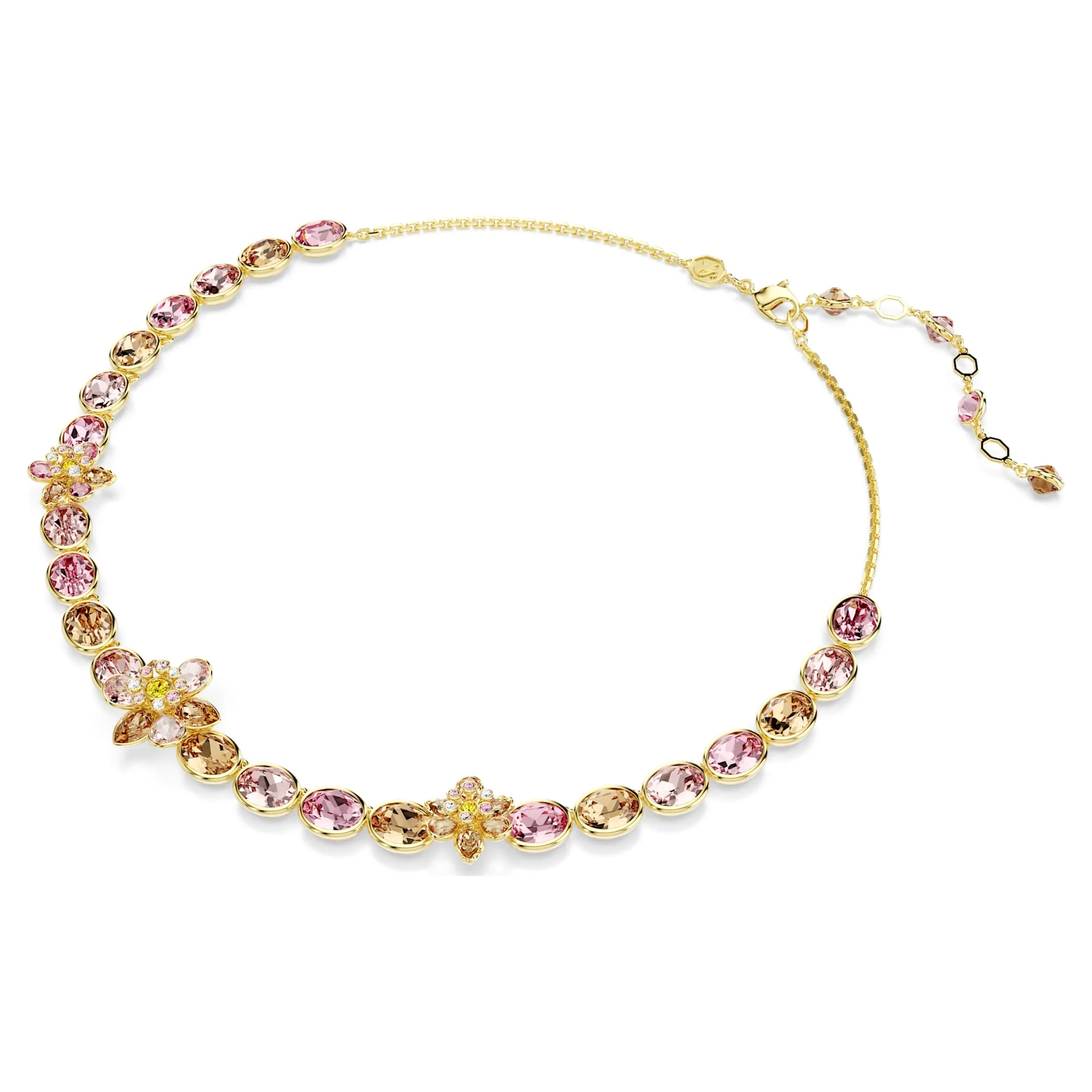 Idyllia necklace Mixed cuts, Flower, Multicolored, Gold-tone plated - Image 2
