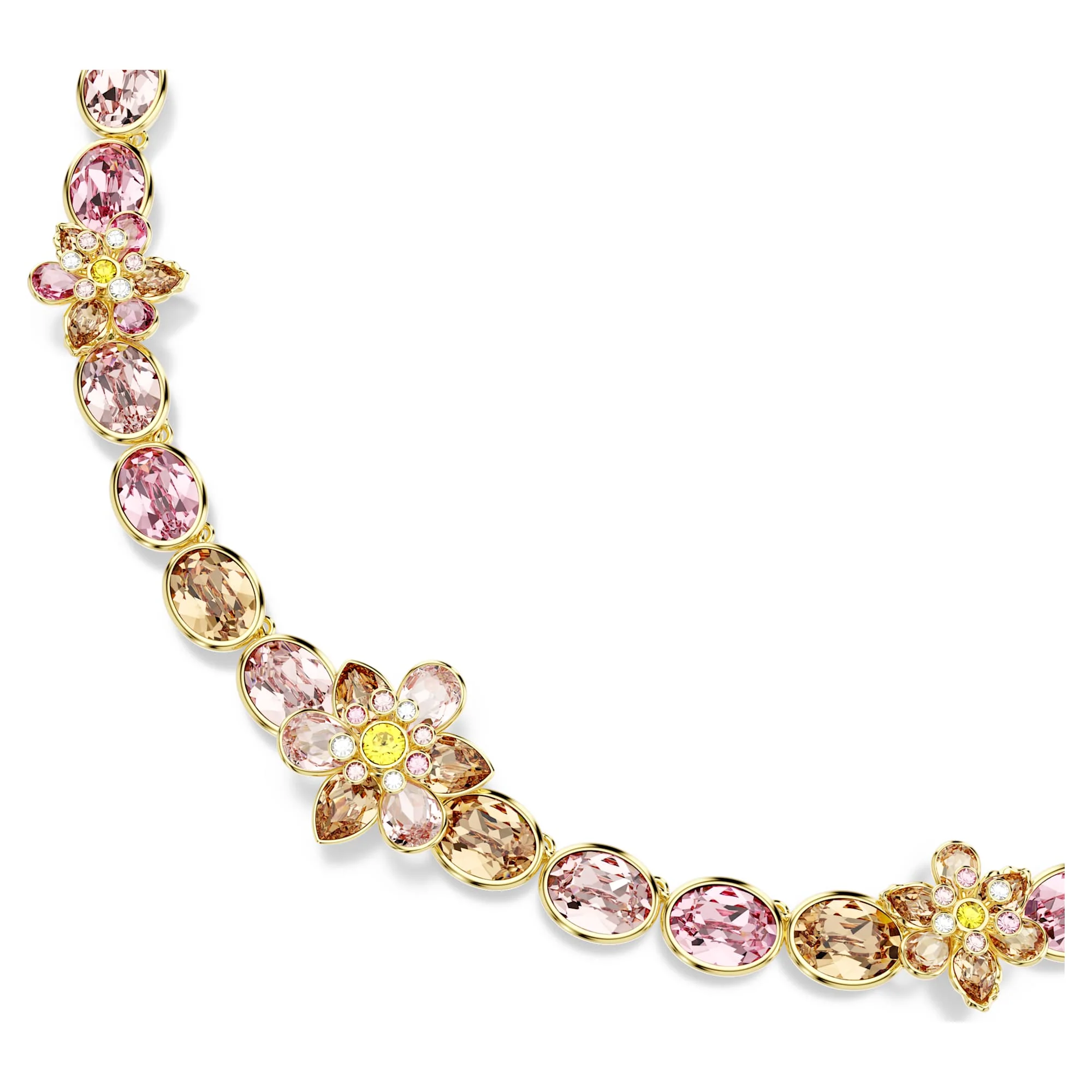 Idyllia necklace Mixed cuts, Flower, Multicolored, Gold-tone plated - Image 4