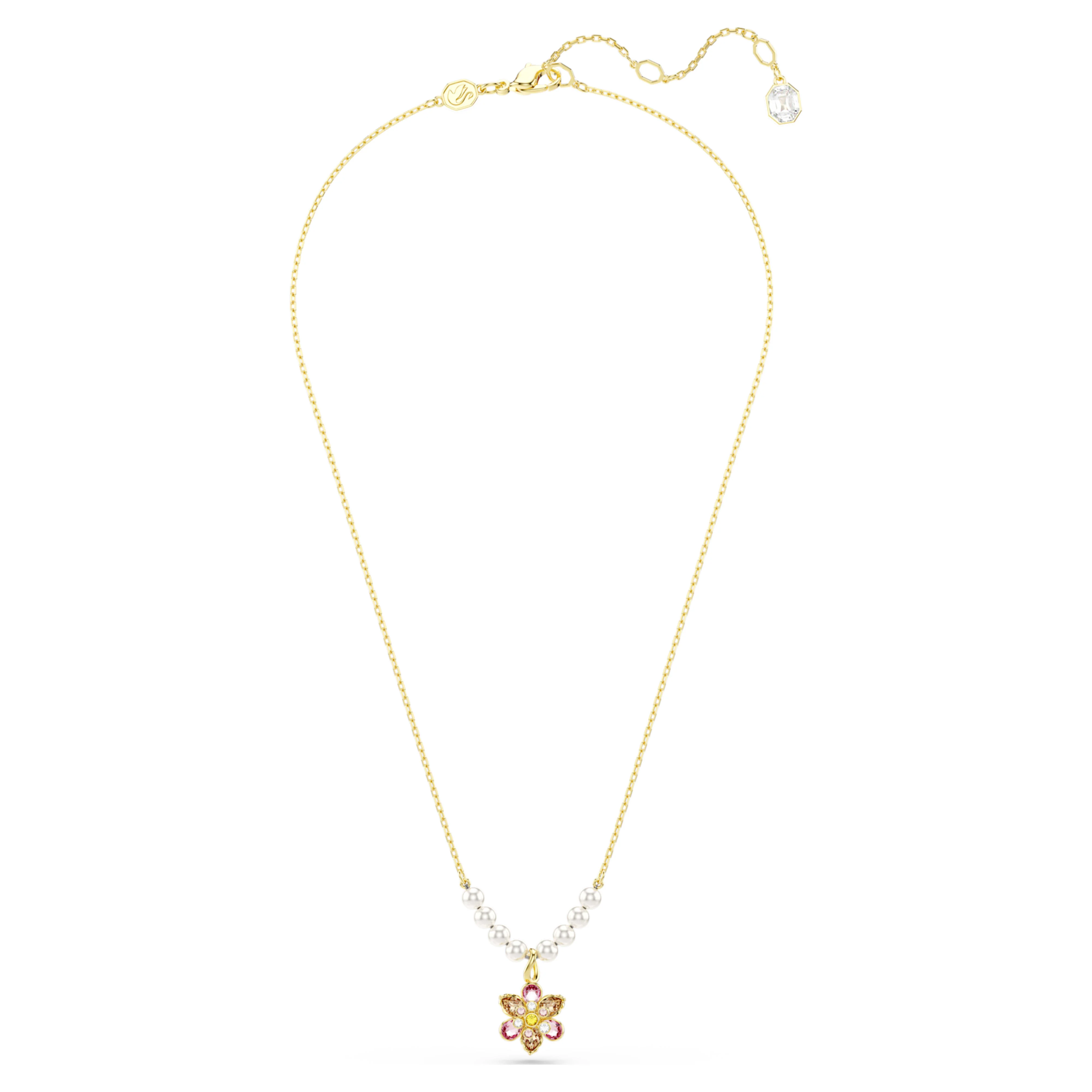 Idyllia pendant Crystal pearl, Mixed cuts, Flower, Multicolored, Gold-tone plated - Image 2