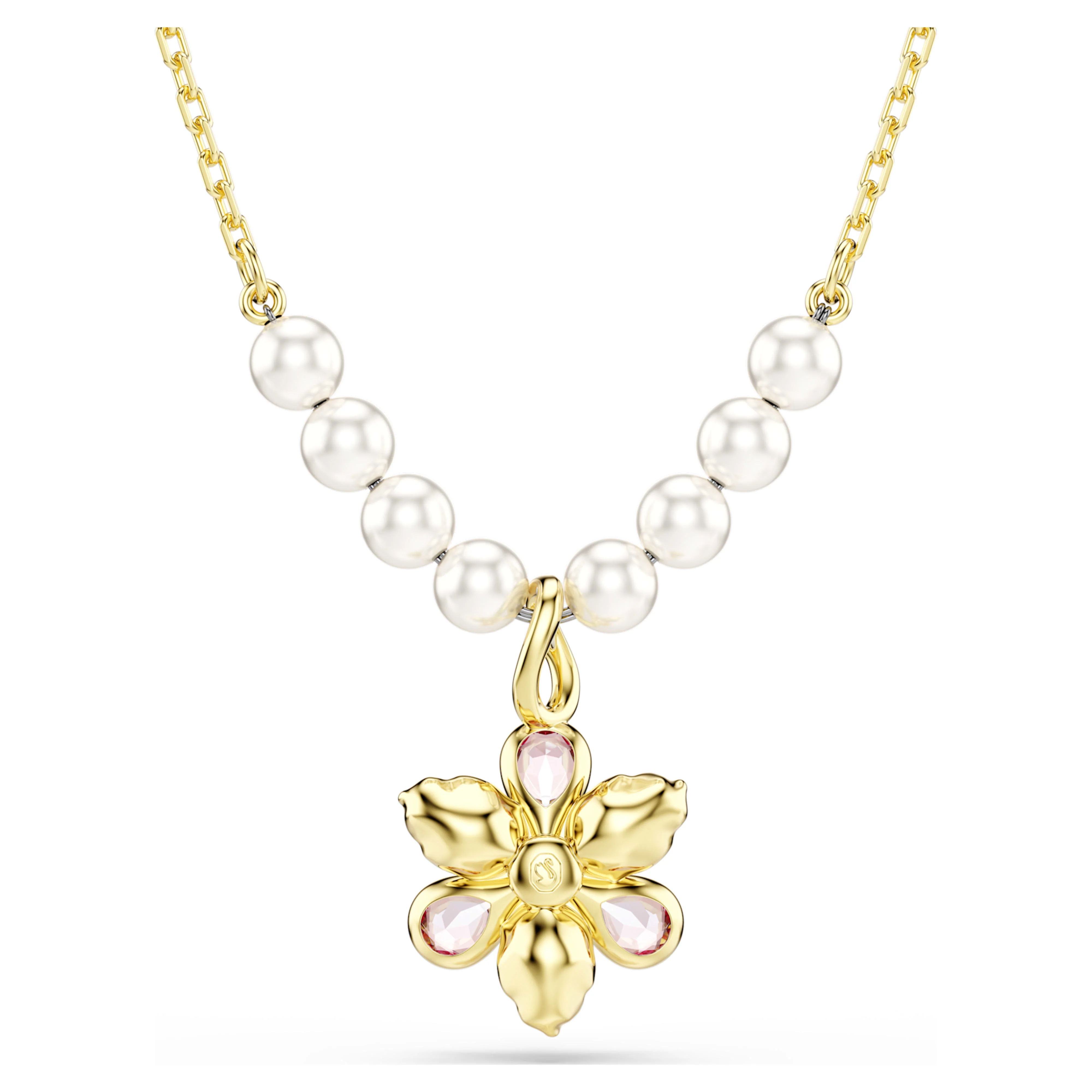 Idyllia pendant Crystal pearl, Mixed cuts, Flower, Multicolored, Gold-tone plated - Image 5