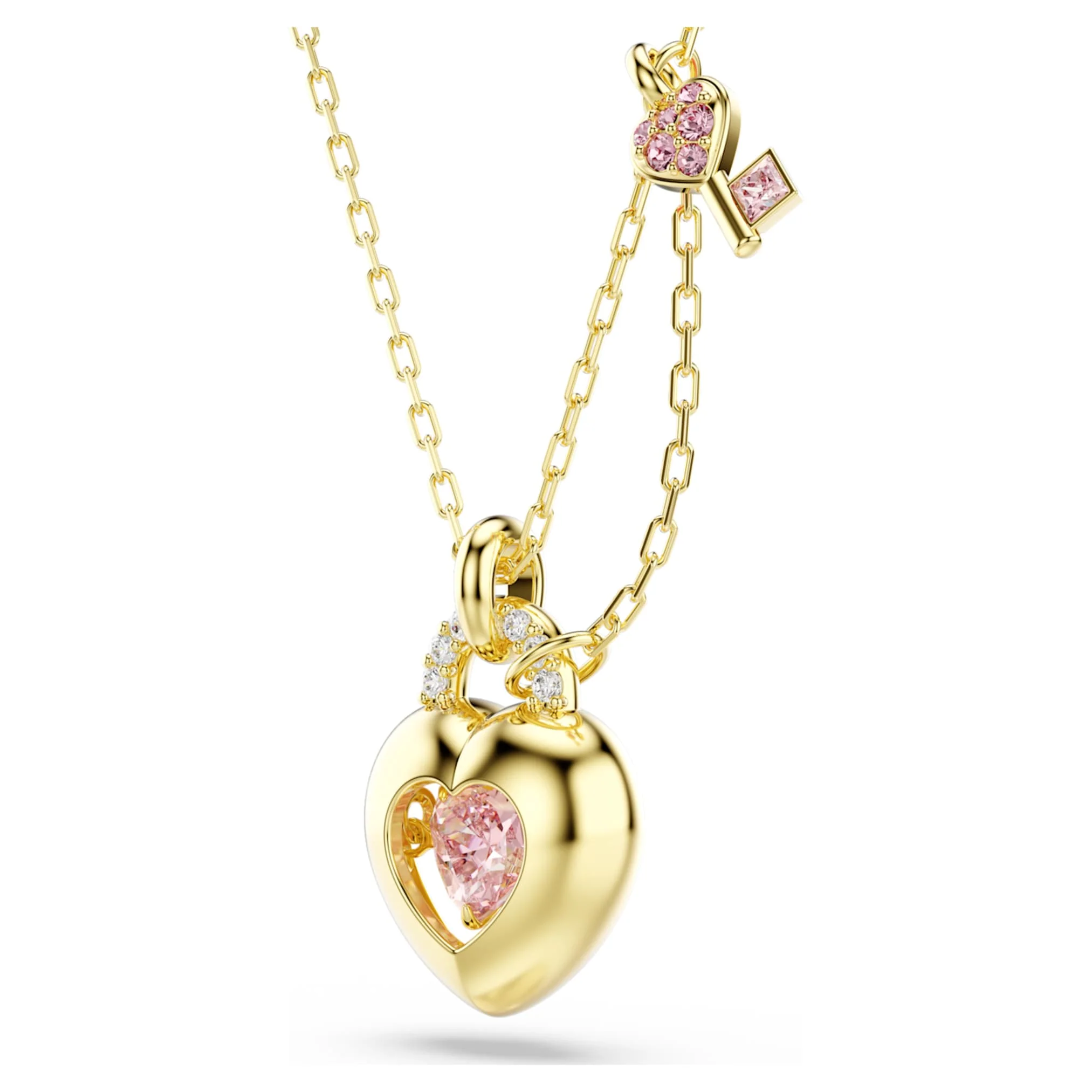 Idyllia pendant Mixed cuts, Heart, Key, Pink, Gold-tone plated - Image 3