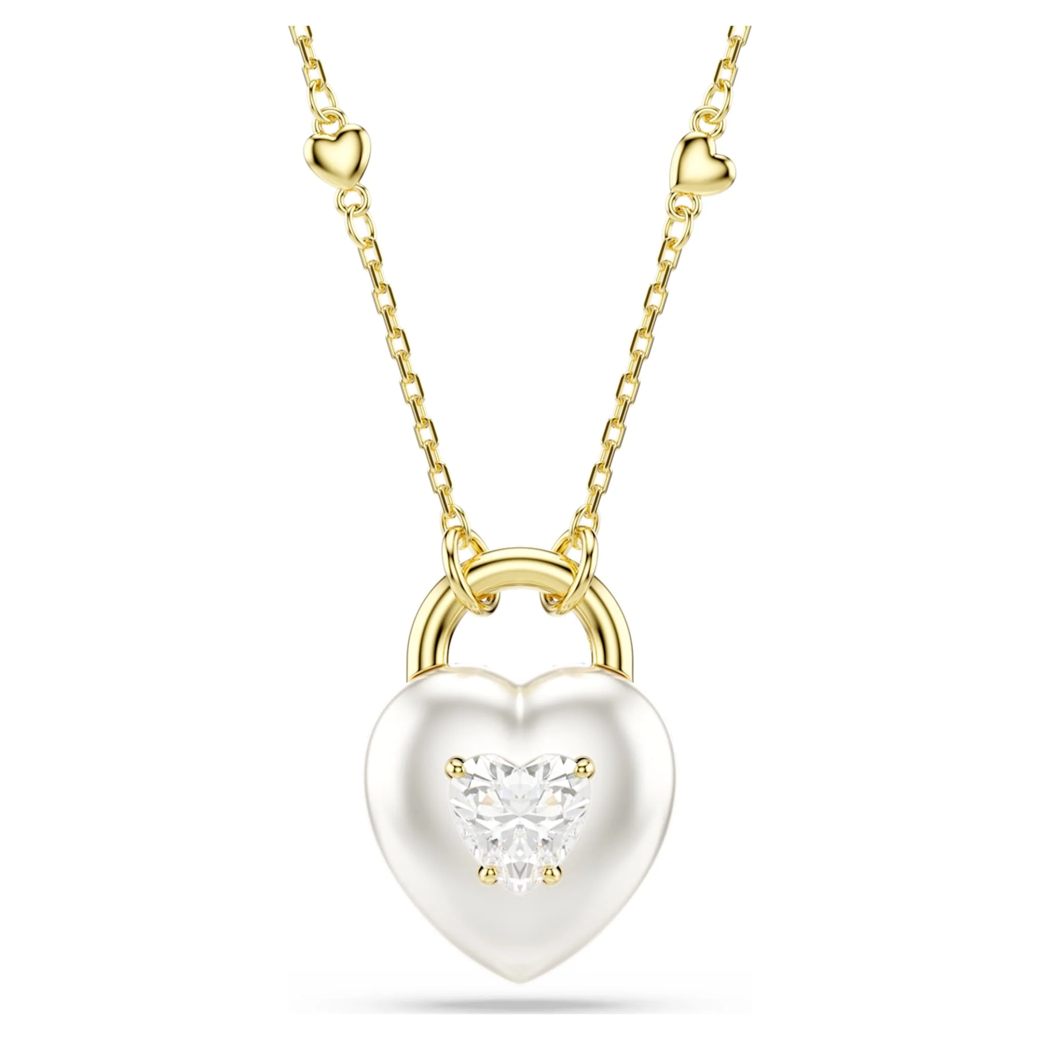 Idyllia pendant Mixed cuts, Heart, White, Gold-tone plated