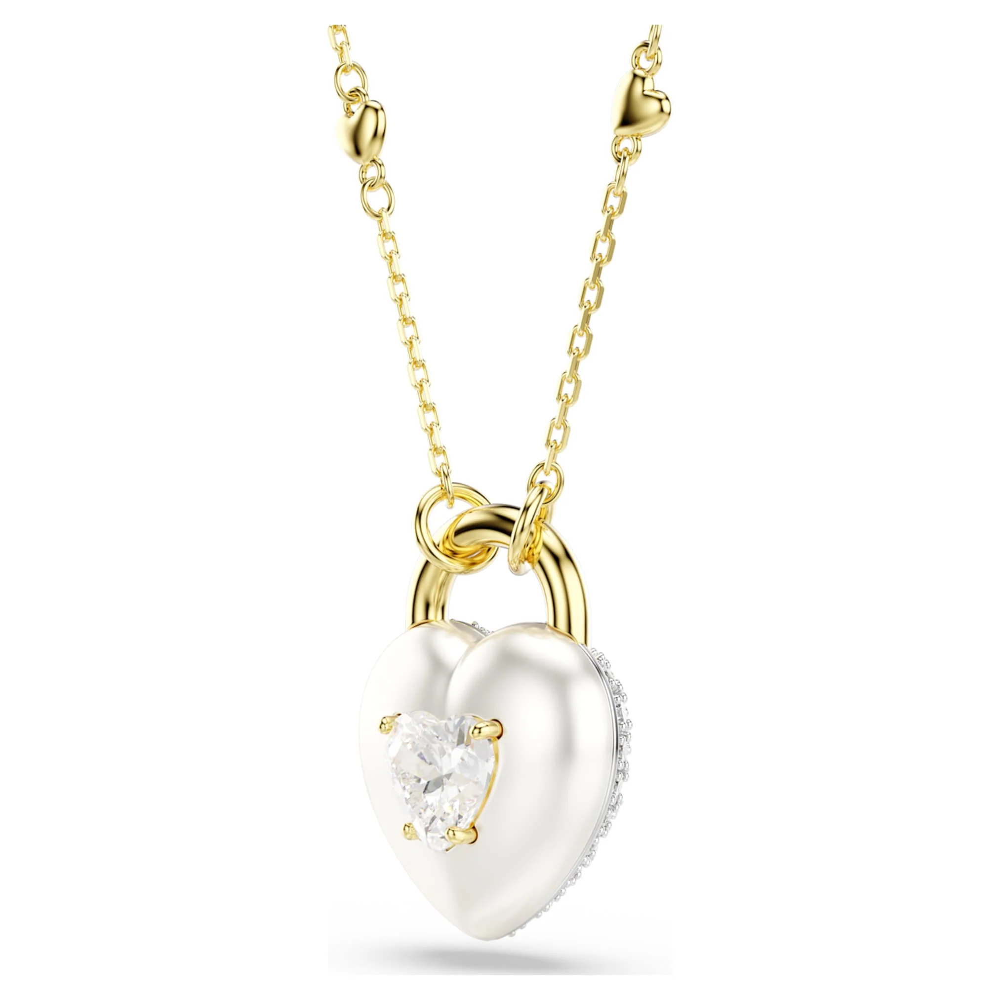 Idyllia pendant Mixed cuts, Heart, White, Gold-tone plated - Image 3