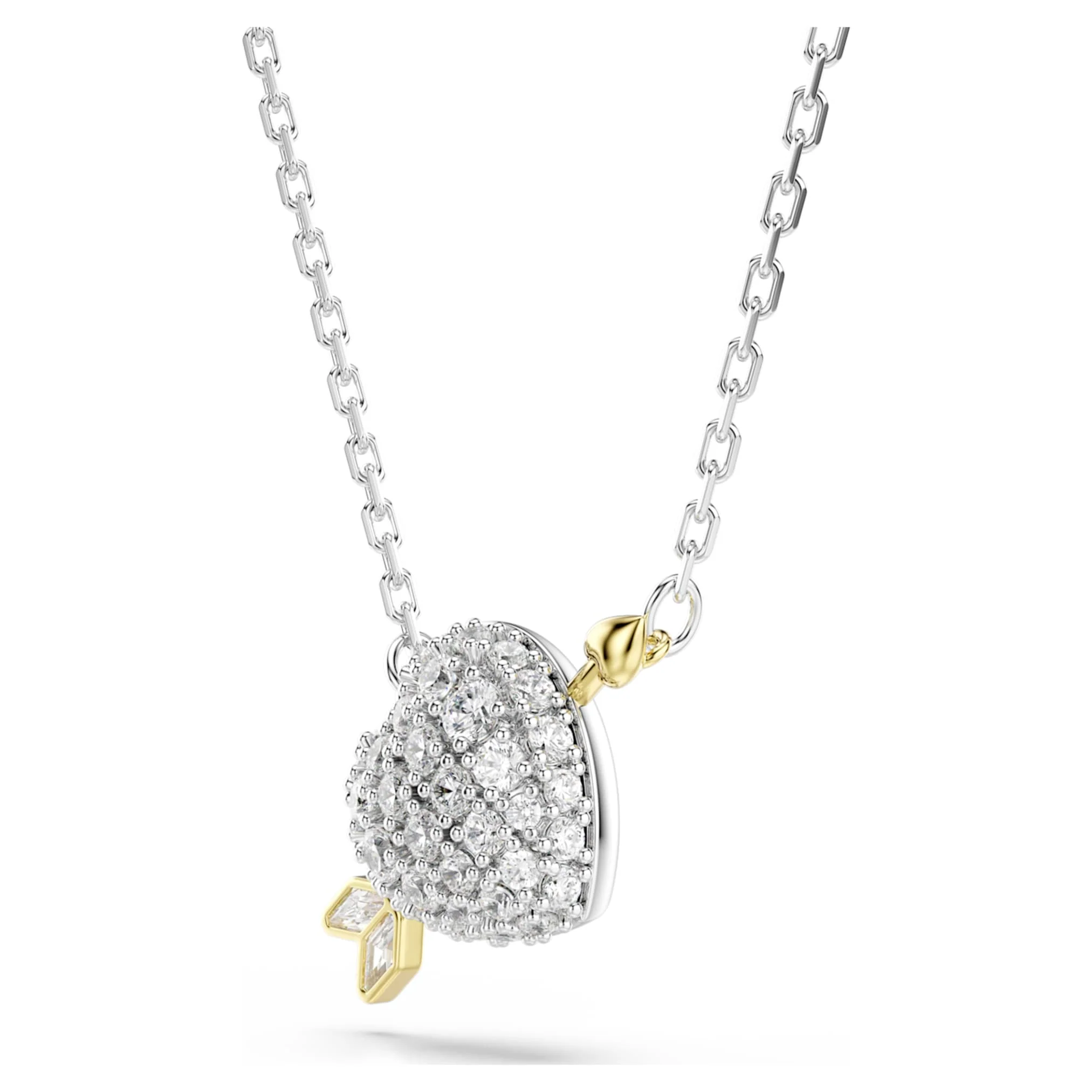 Idyllia pendant Mixed cuts, Heart with arrow, White, Mixed metal finish - Image 3