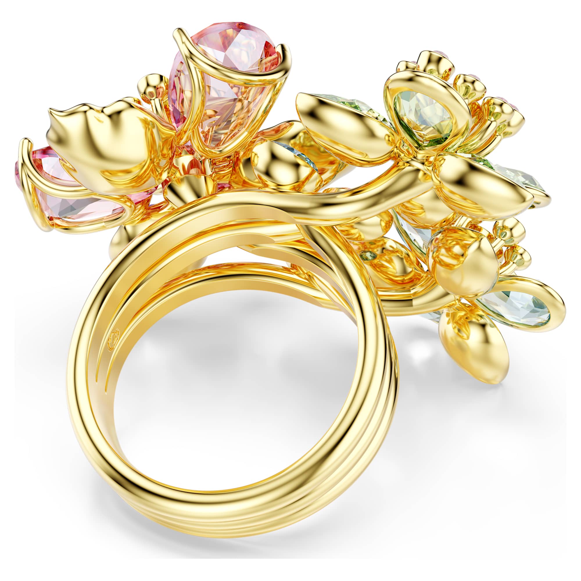 Idyllia ring Mixed cuts, Flower, Multicolored, Gold-tone plated - Image 4
