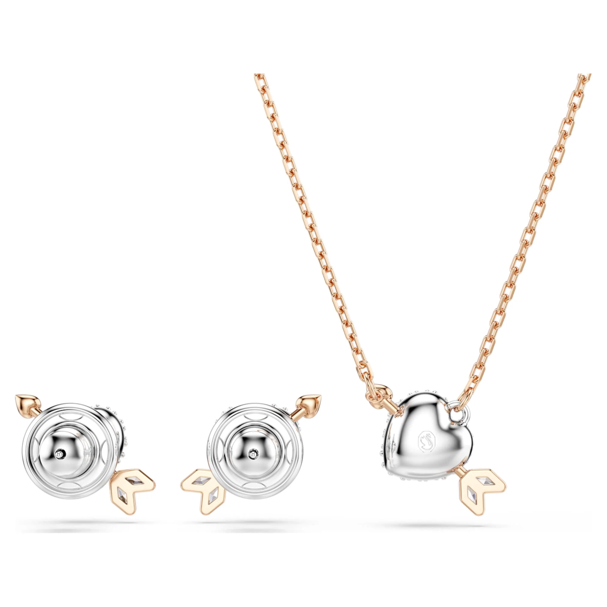 Idyllia set Mixed cuts, Heart with arrow, White, Rose gold-tone plated - Image 4