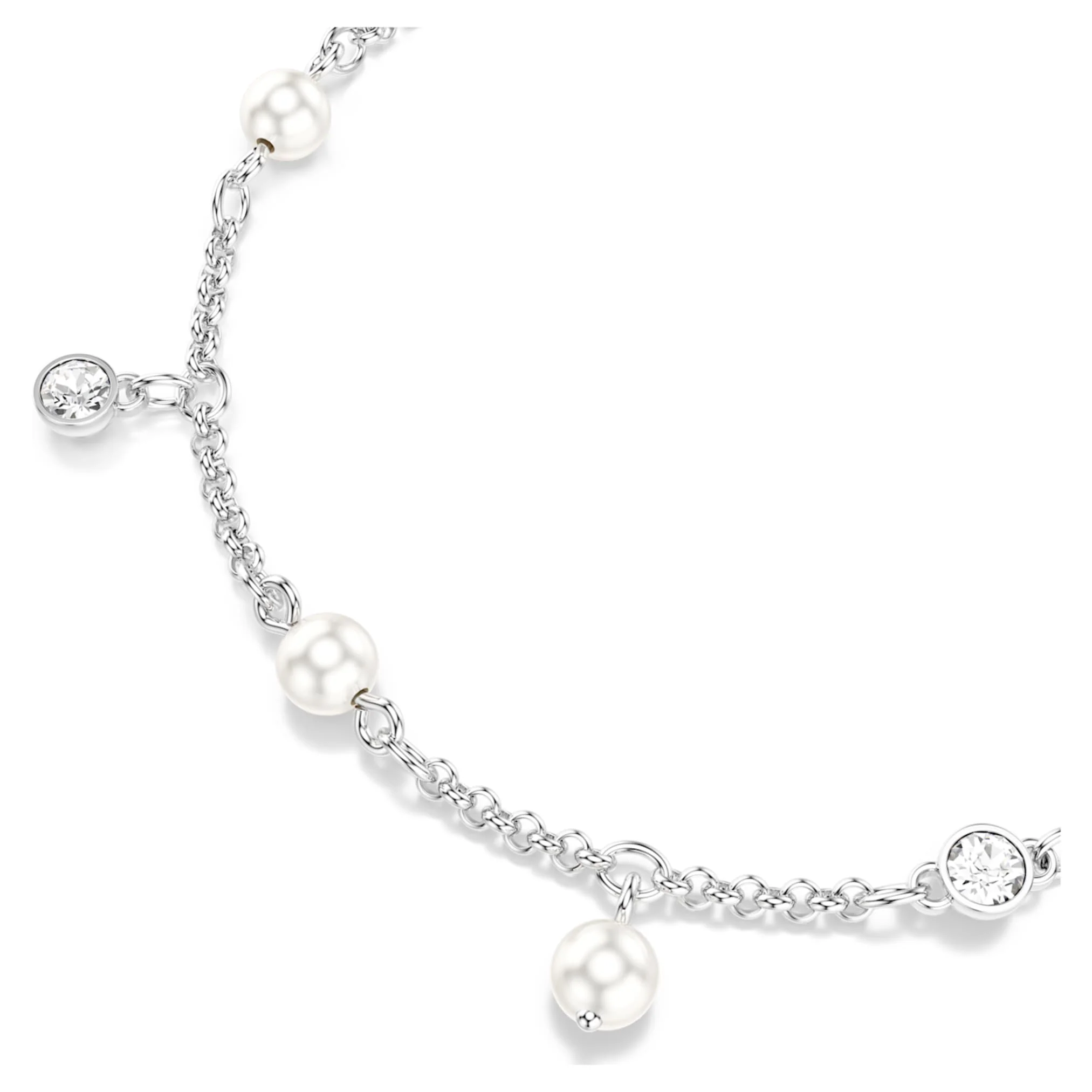 Imber bracelet Crystal pearl, Round cut, White, Rhodium plated - Image 2