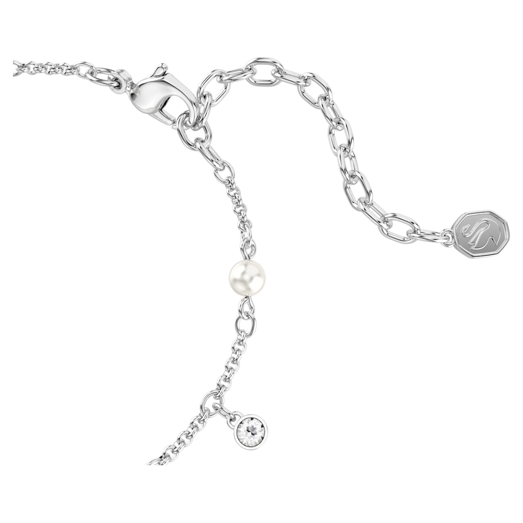Imber bracelet Crystal pearl, Round cut, White, Rhodium plated - Image 3