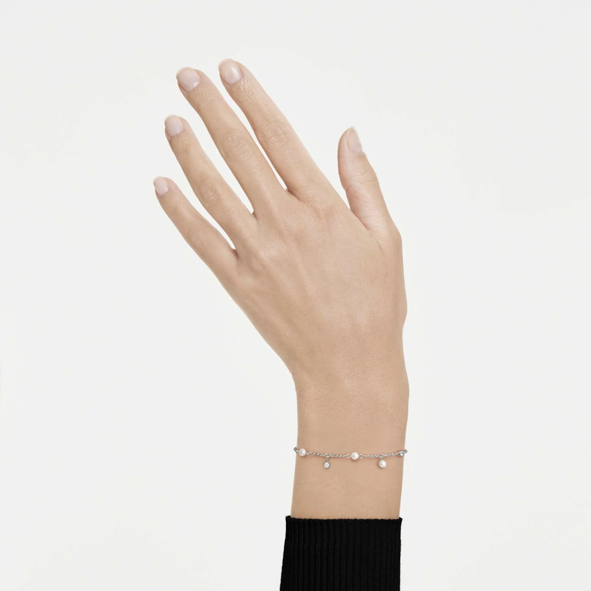 Imber bracelet Crystal pearl, Round cut, White, Rhodium plated - Image 5