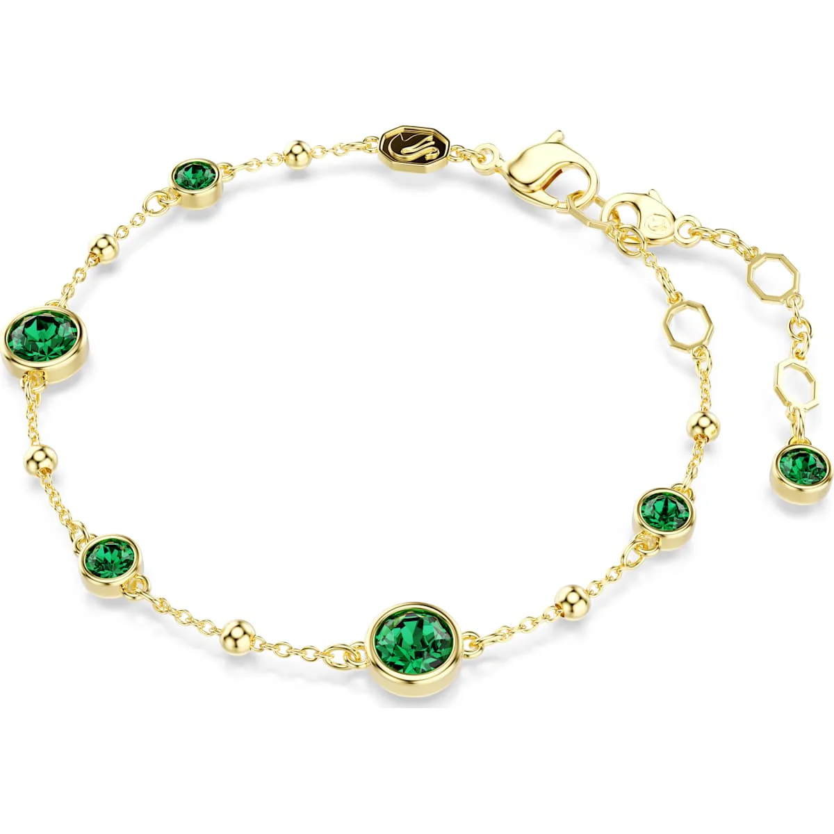 Imber bracelet, Round cut, Green, Gold-tone plated - Image 2