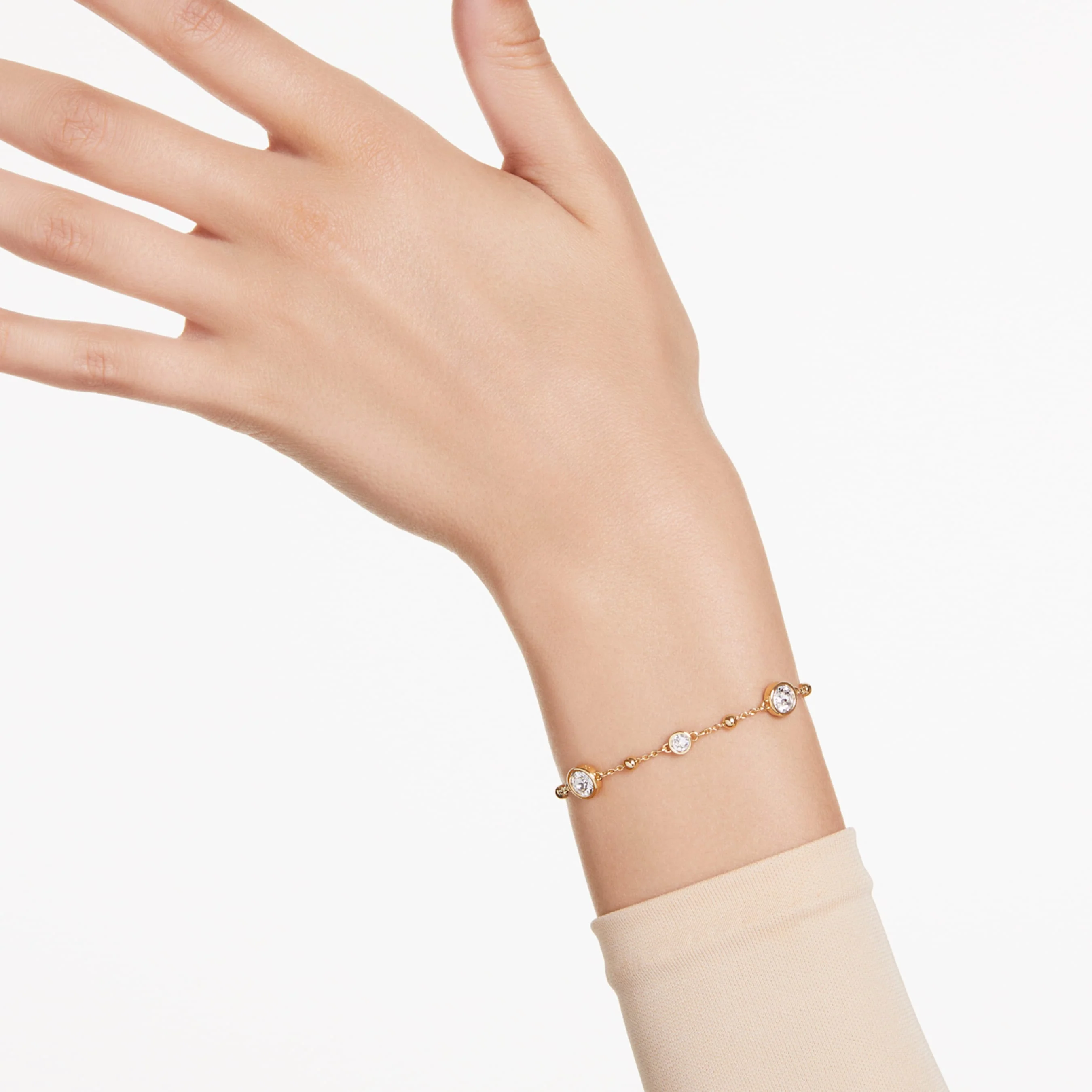 Imber bracelet Round cut, White, Gold-tone plated - Image 4
