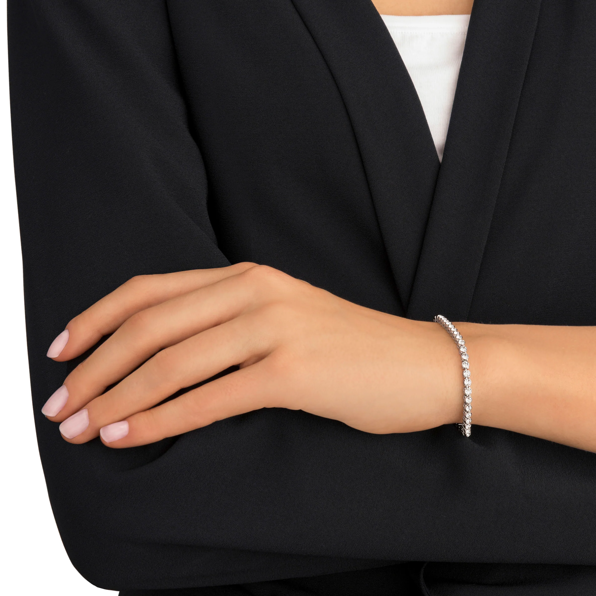 Imber Emily Tennis bracelet Round cut, White, Rhodium plated - Image 4