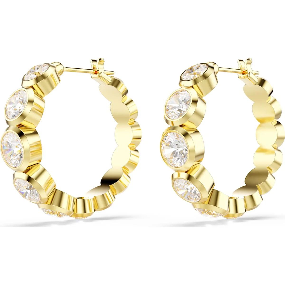 Imber hoop earrings, Round cut, White, Gold-tone plated - Image 3
