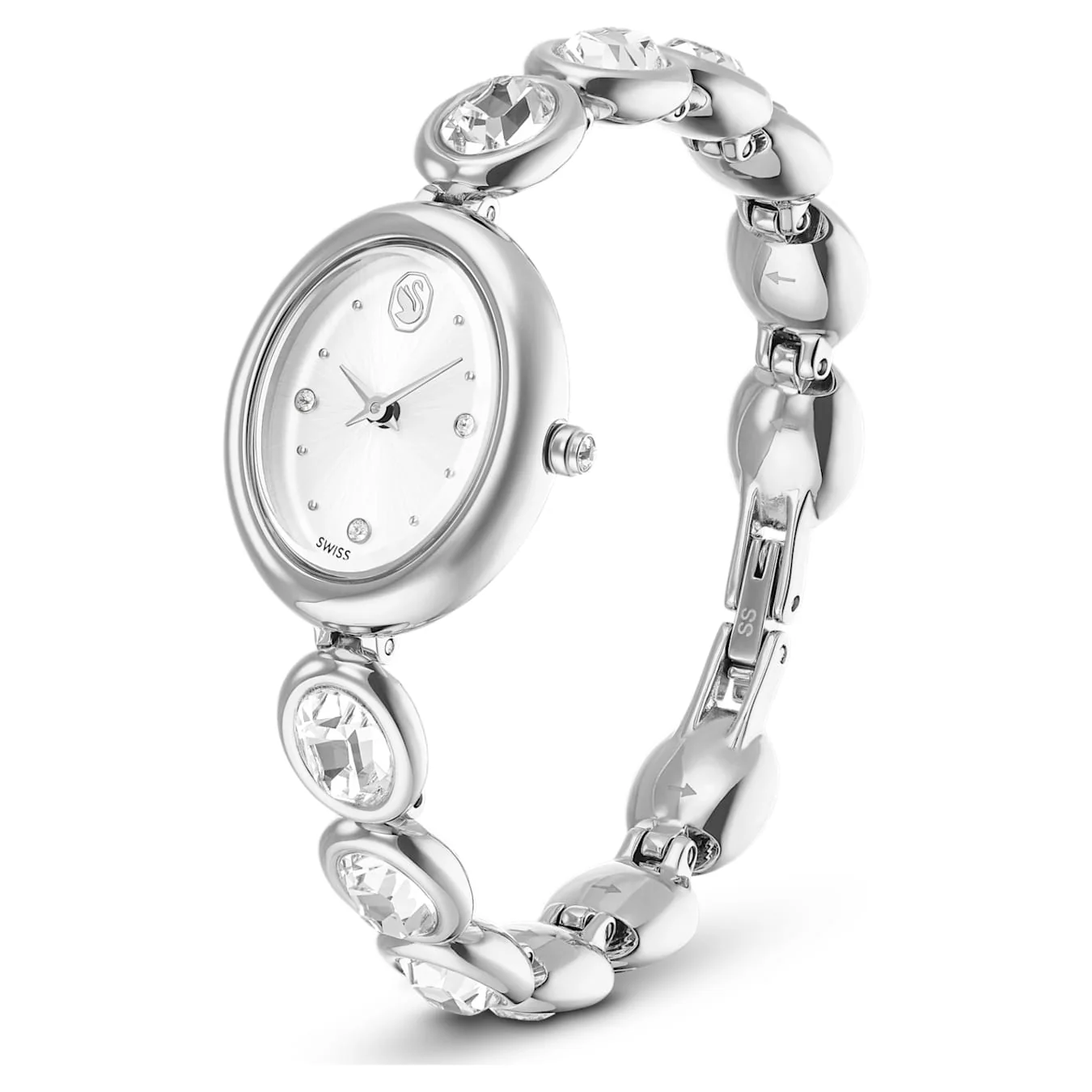 Imber oval watch Swiss Made, Metal bracelet, Silver tone, Stainless steel - Image 2