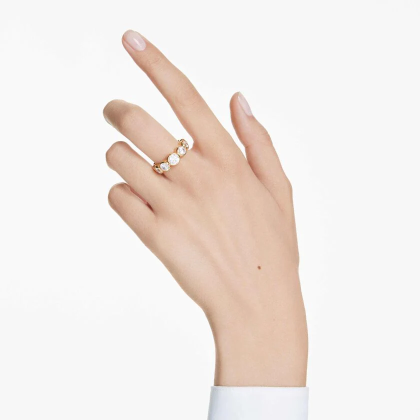 Imber ring, Mixed round cuts, White, Gold-tone plated - Image 5