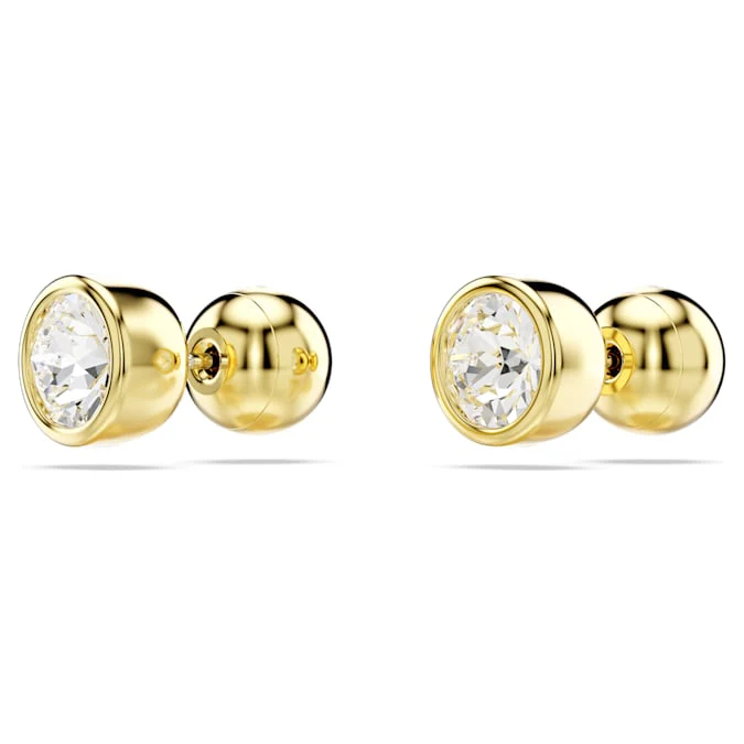 Imber stud earrings Round cut, White, Gold-tone plated - Image 3