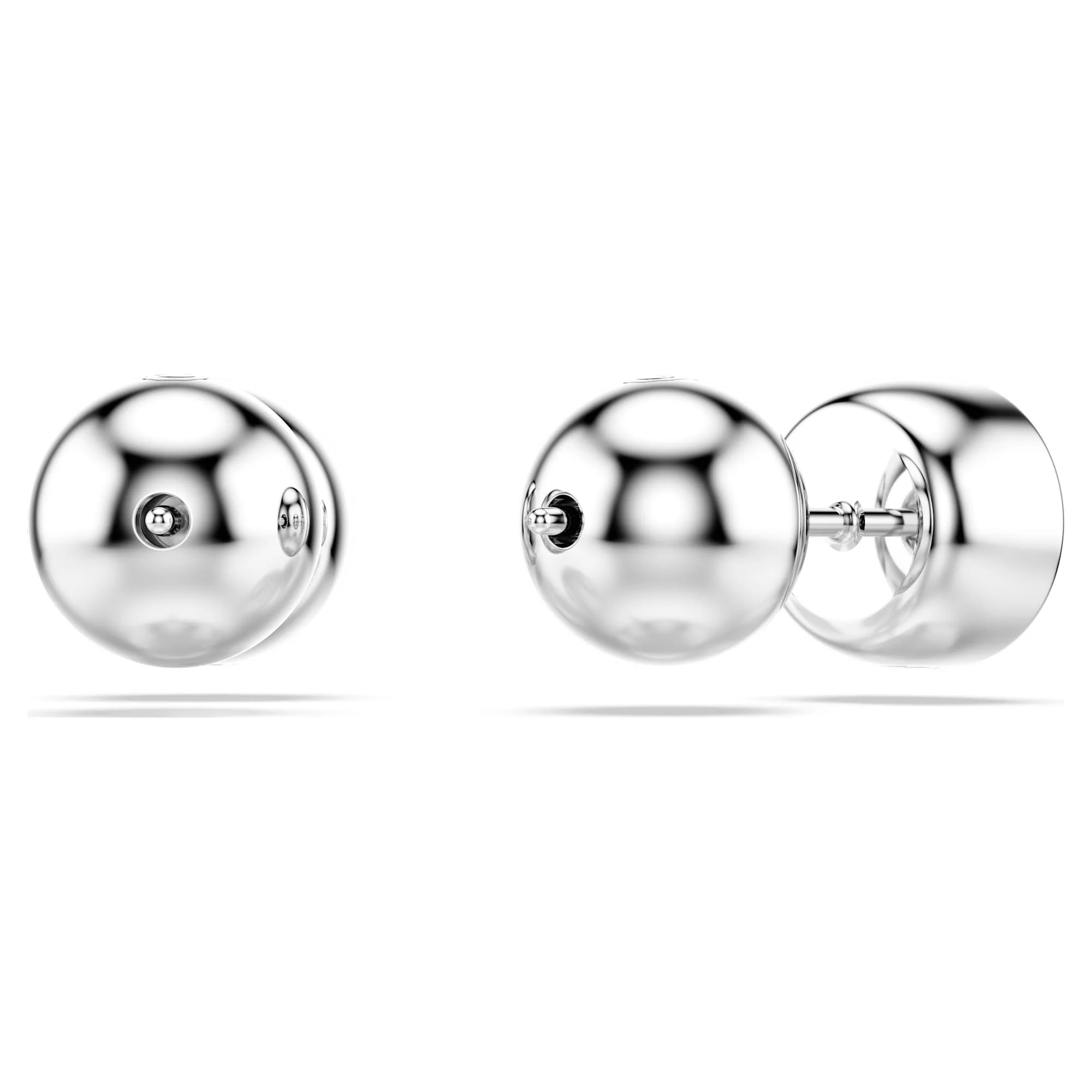 Imber stud earrings Round cut, White, Rhodium plated - Image 4