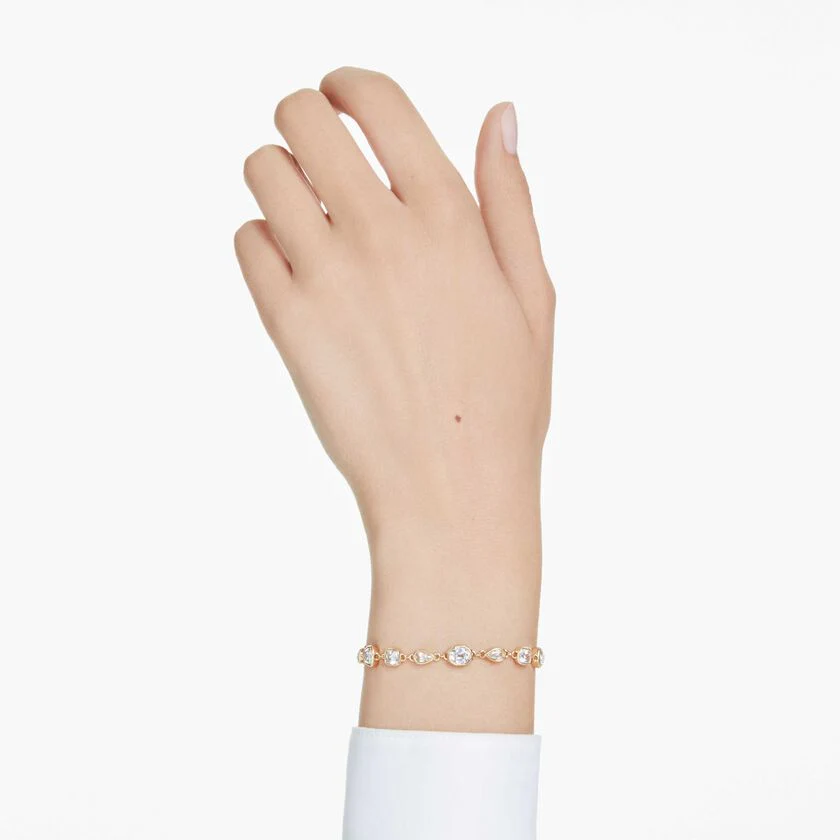 Imber Tennis bracelet, Mixed cuts, White, Gold-tone plated - Image 5