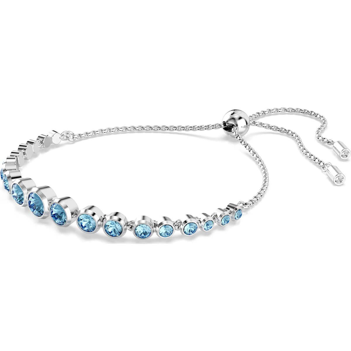 Imber Tennis bracelet, Mixed round cuts, Blue, Rhodium plated - Image 2