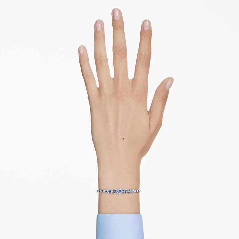 Imber Tennis bracelet, Mixed round cuts, Blue, Rhodium plated - Image 6
