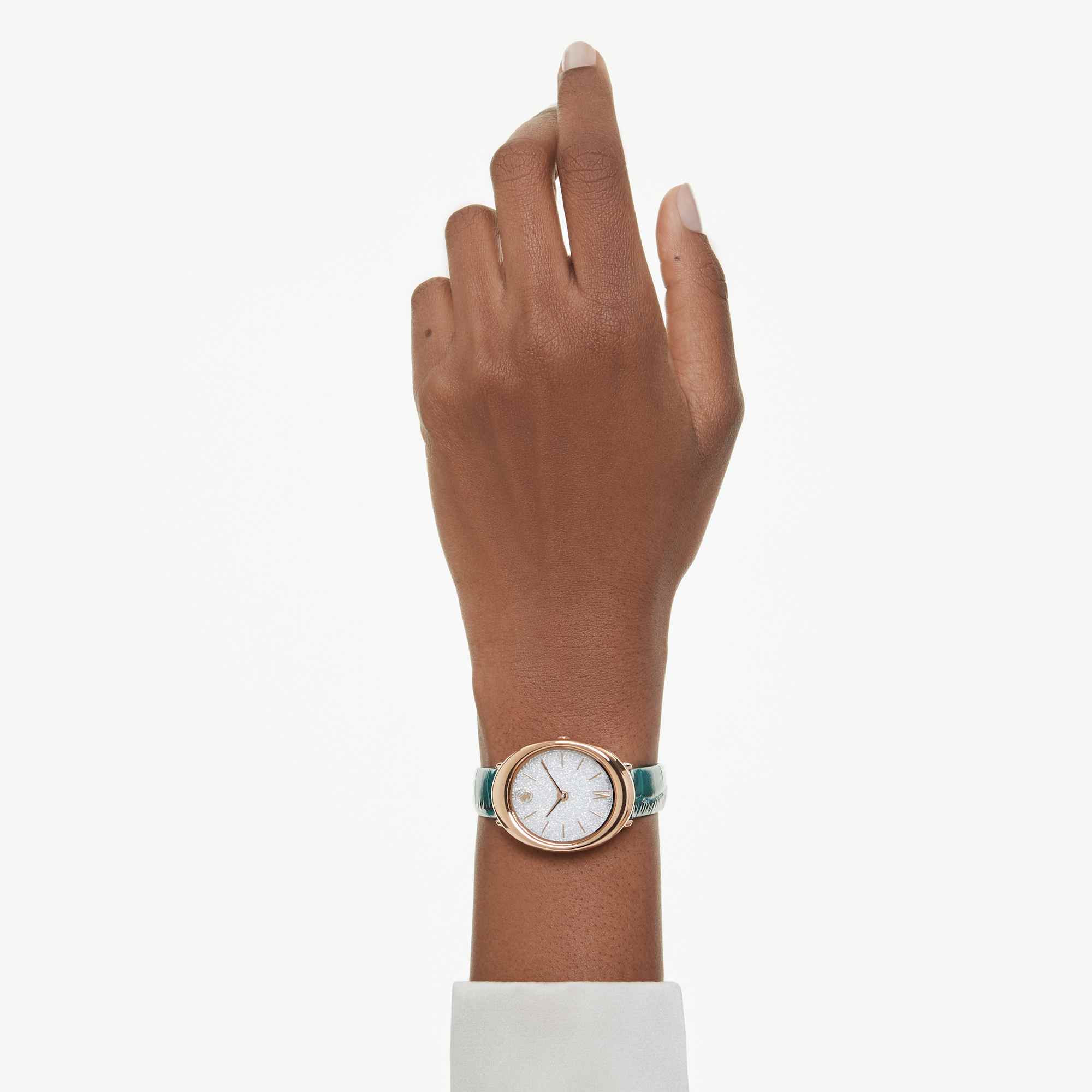 Imber watch Swiss Made, Leather strap, Green, Rose gold-tone finish - Image 8