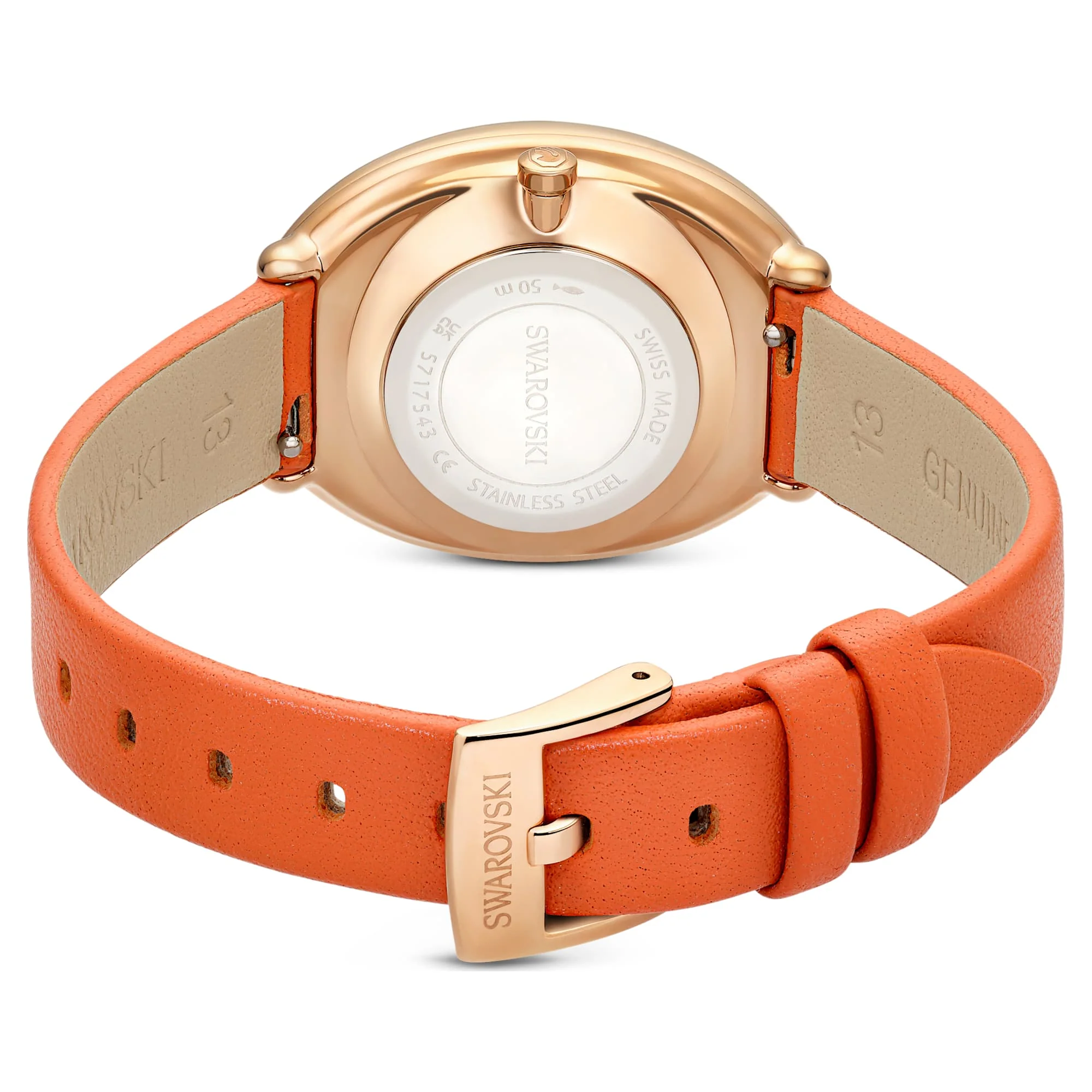 Imber watch Swiss Made, Leather strap, Orange, Rose gold-tone finish - Image 3