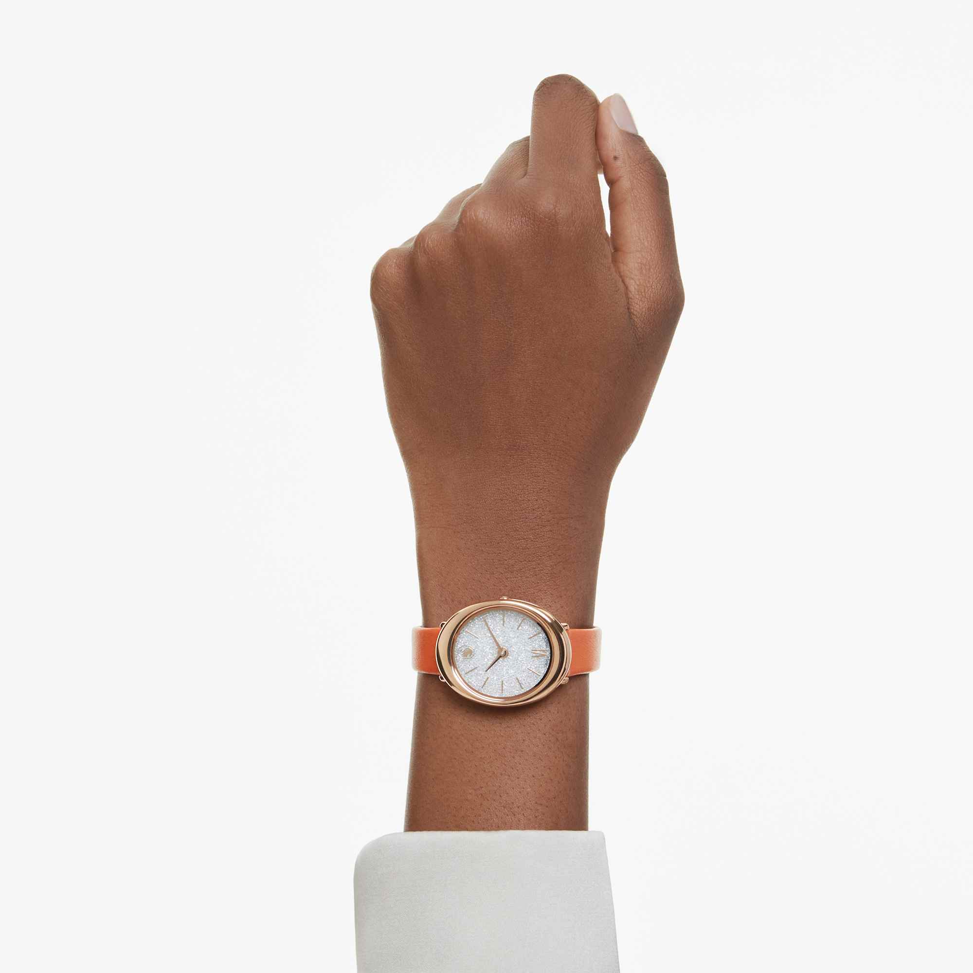 Imber watch Swiss Made, Leather strap, Orange, Rose gold-tone finish - Image 8