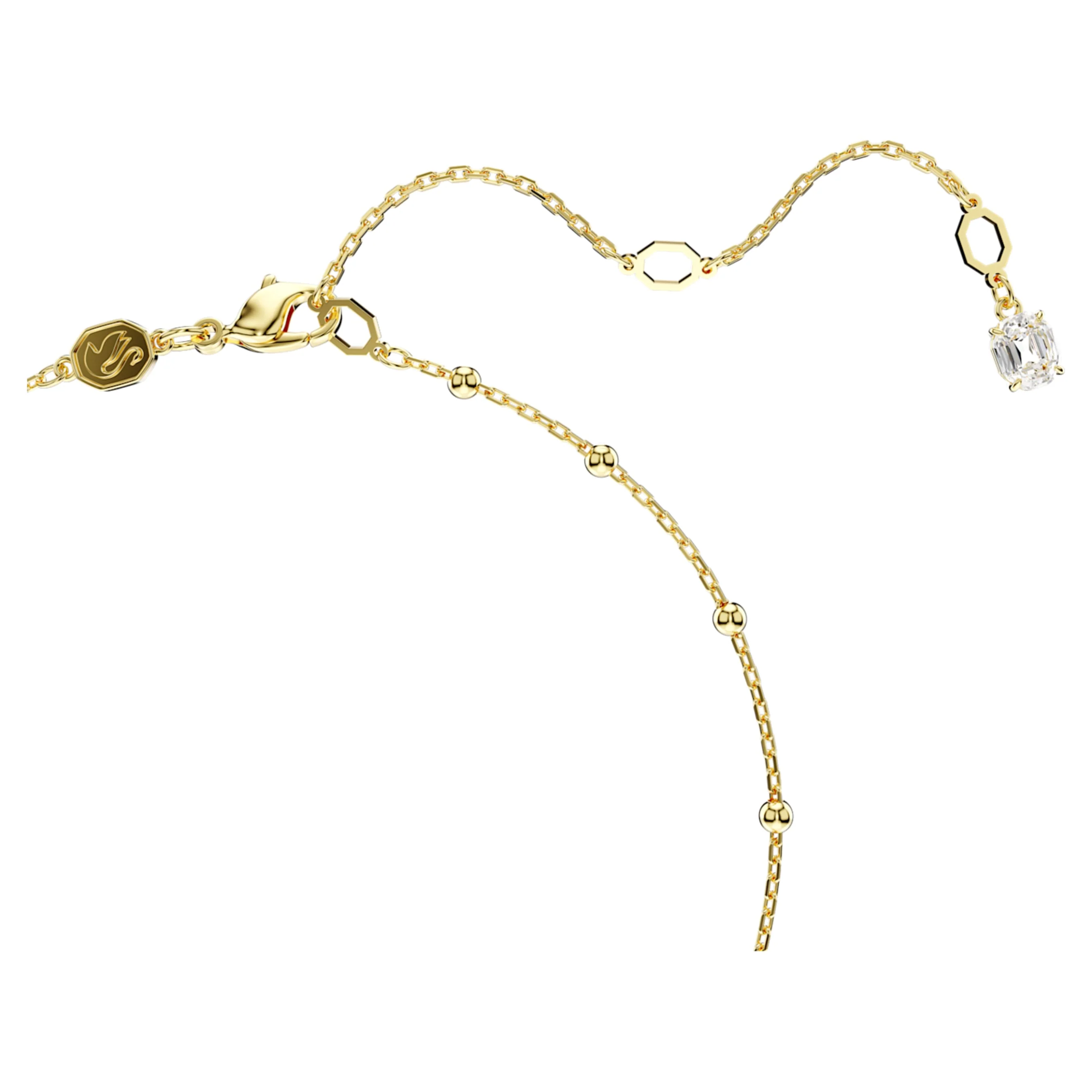 Imber Y necklace Round cut, Scattered design, White, Gold-tone plated - Image 3
