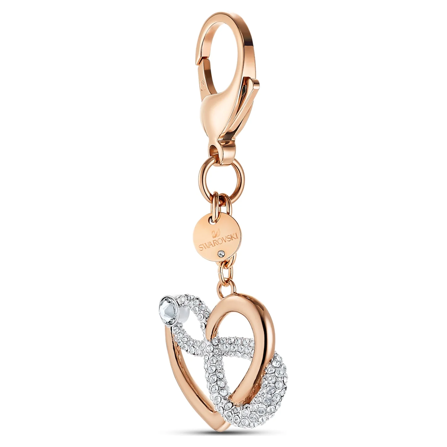 Infinite bag charm Infinity and heart, White, Mixed metal finish - Image 3