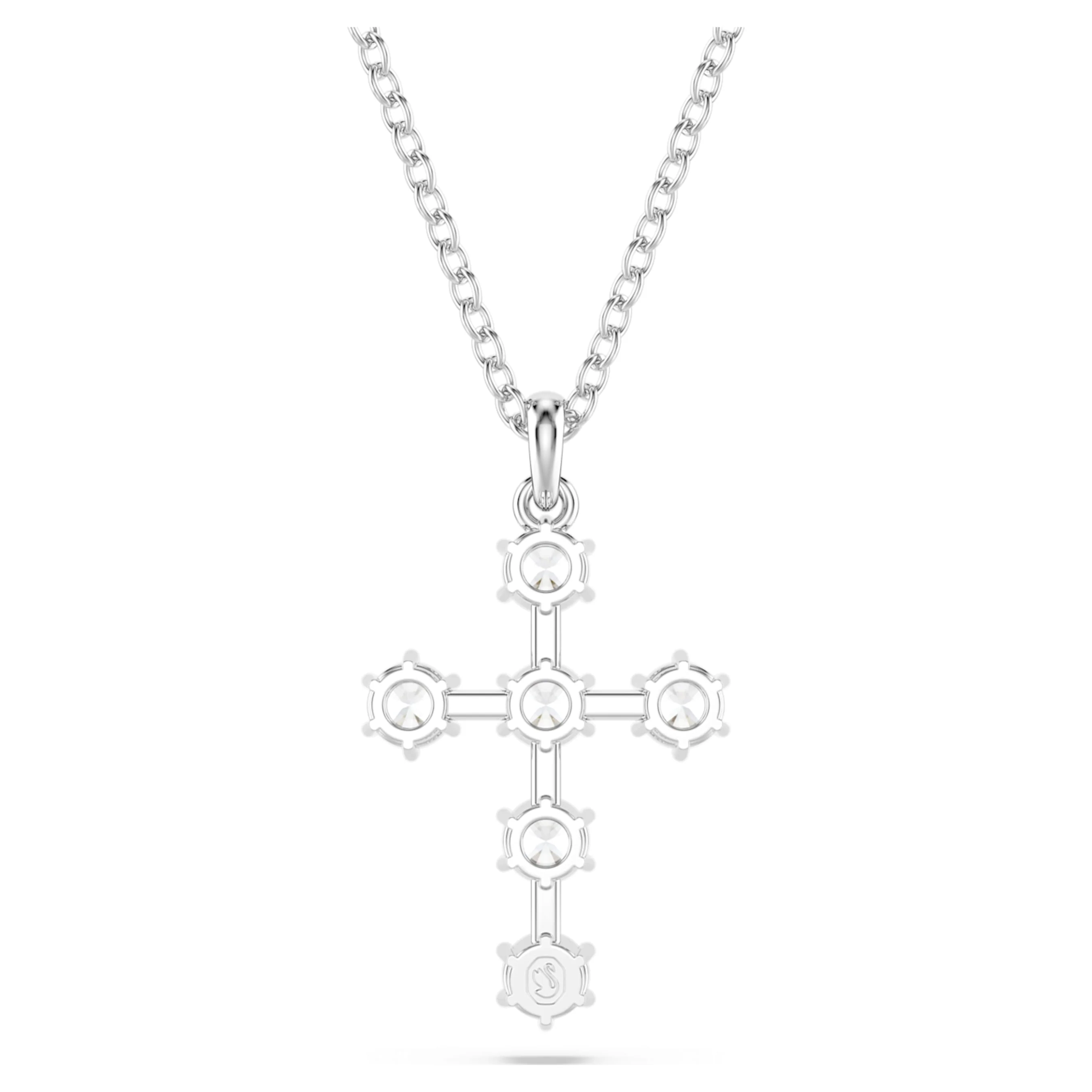 Insigne pendant Round cut, Cross, White, Rhodium plated - Image 3