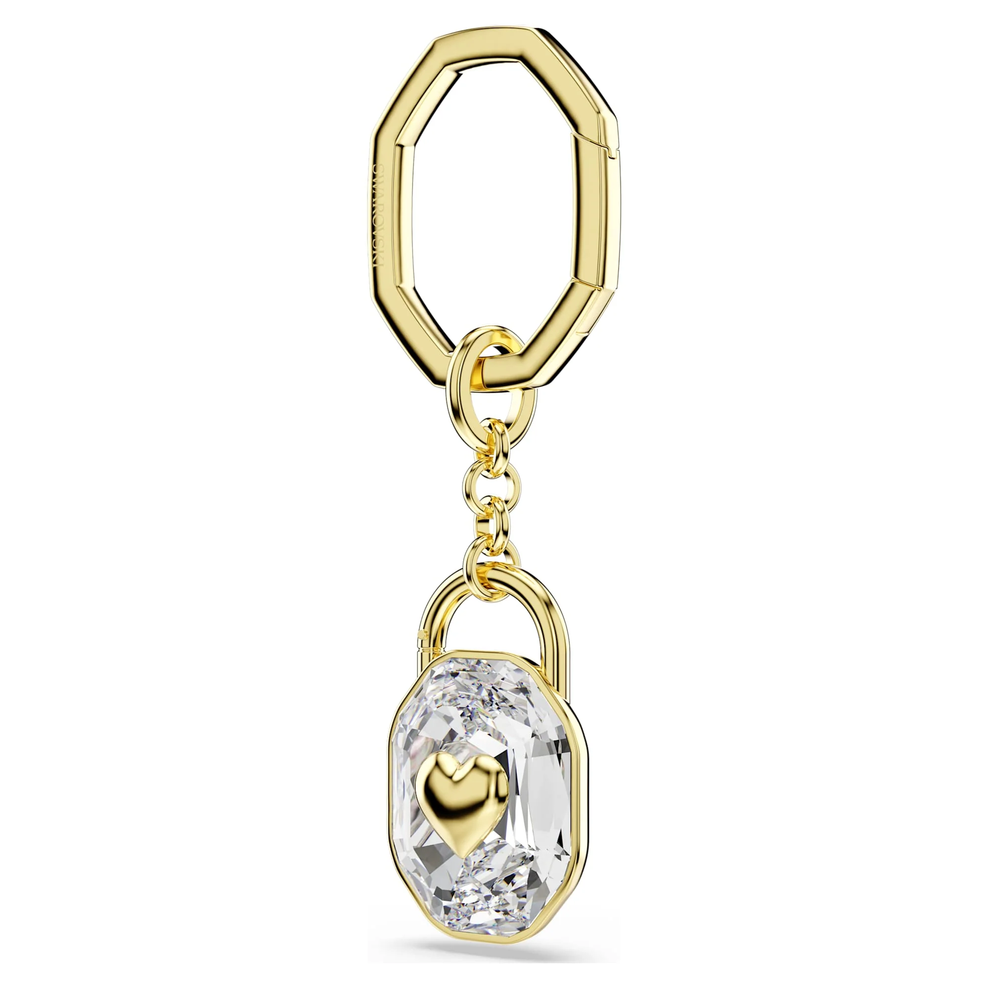 Key ring Oval cut, White, Gold-tone plated - Image 2