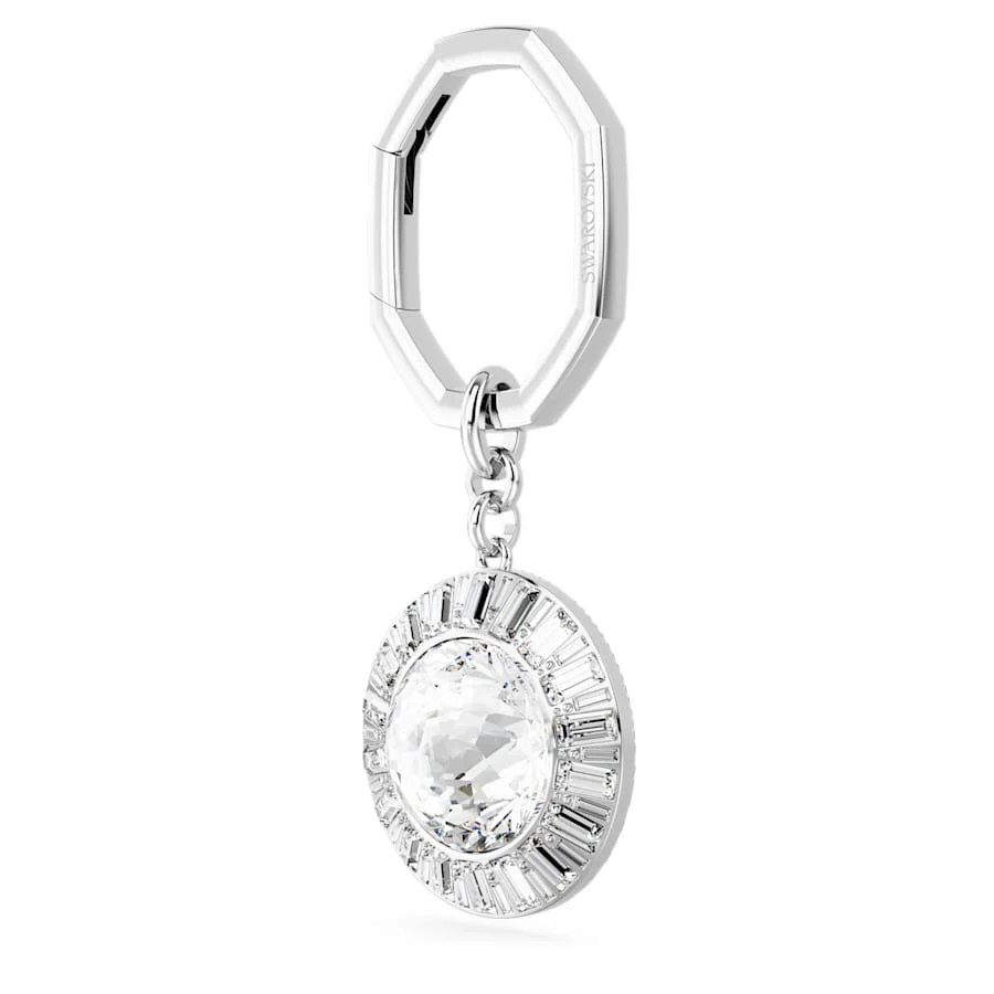 Key ring Round cut, White, Rhodium plated - Image 2