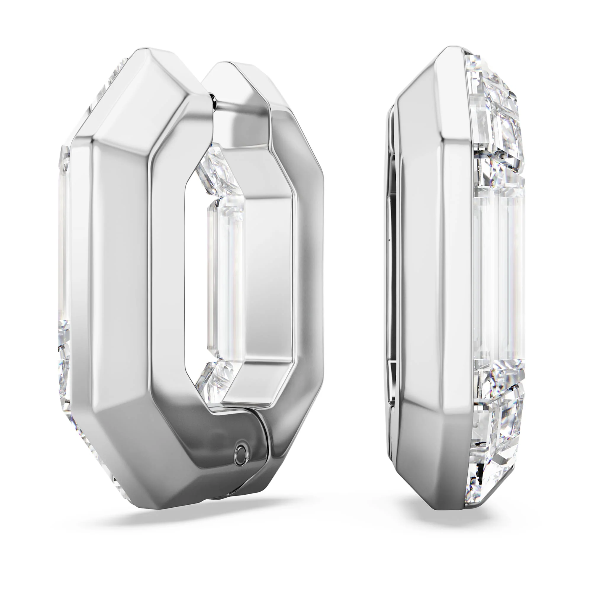 Lucent hoop earrings Octagon shape, Small, White