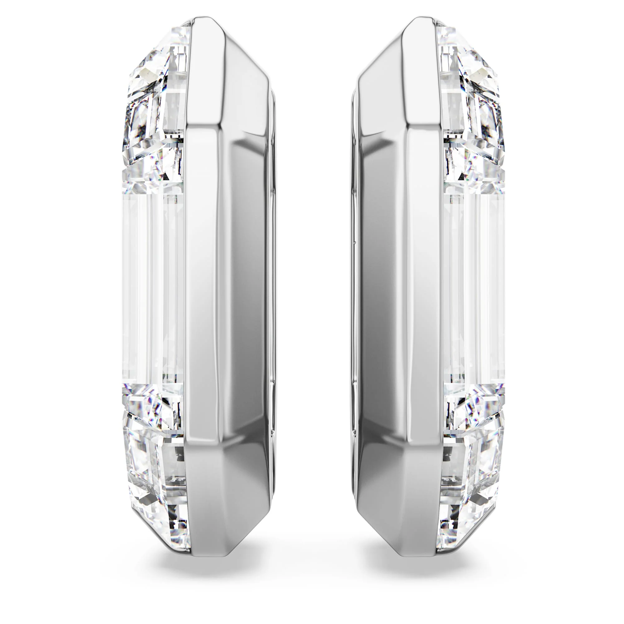 Lucent hoop earrings Octagon shape, Small, White - Image 2