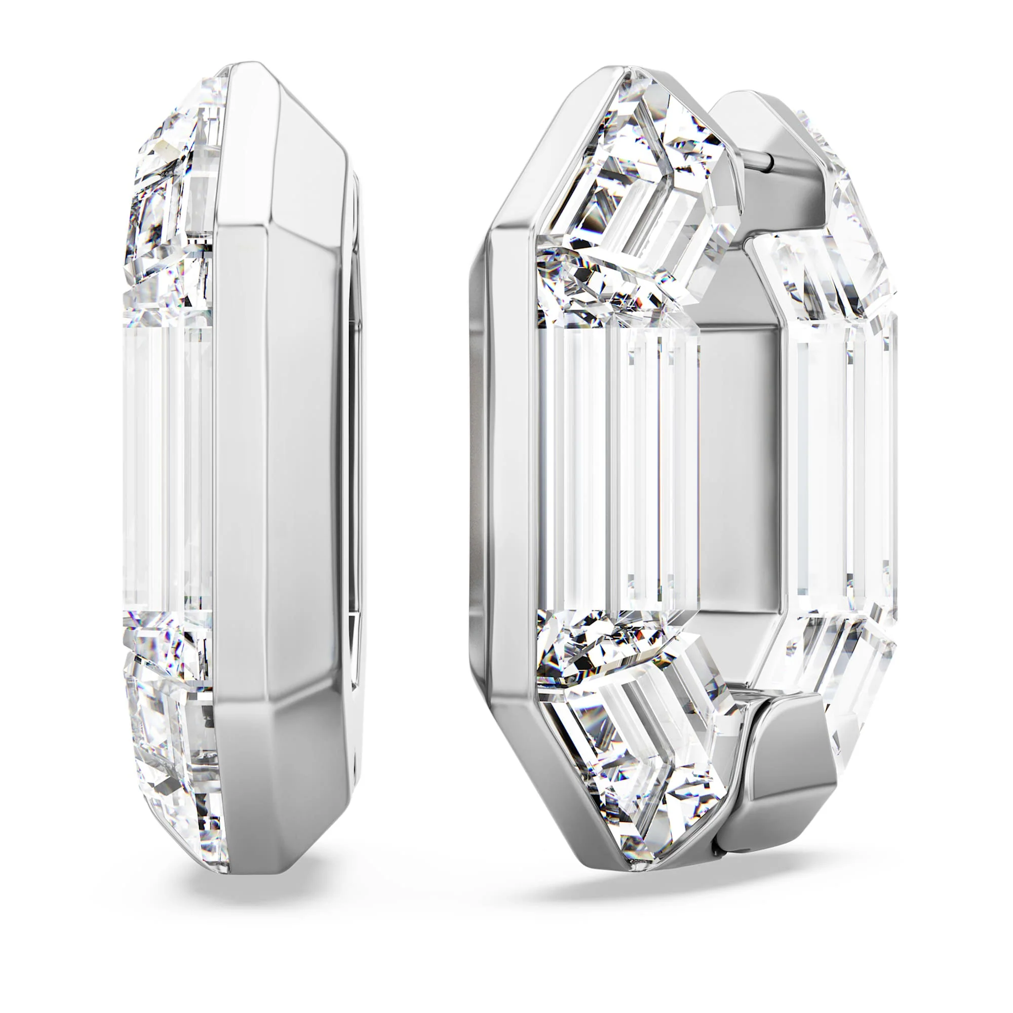 Lucent hoop earrings Octagon shape, Small, White - Image 4