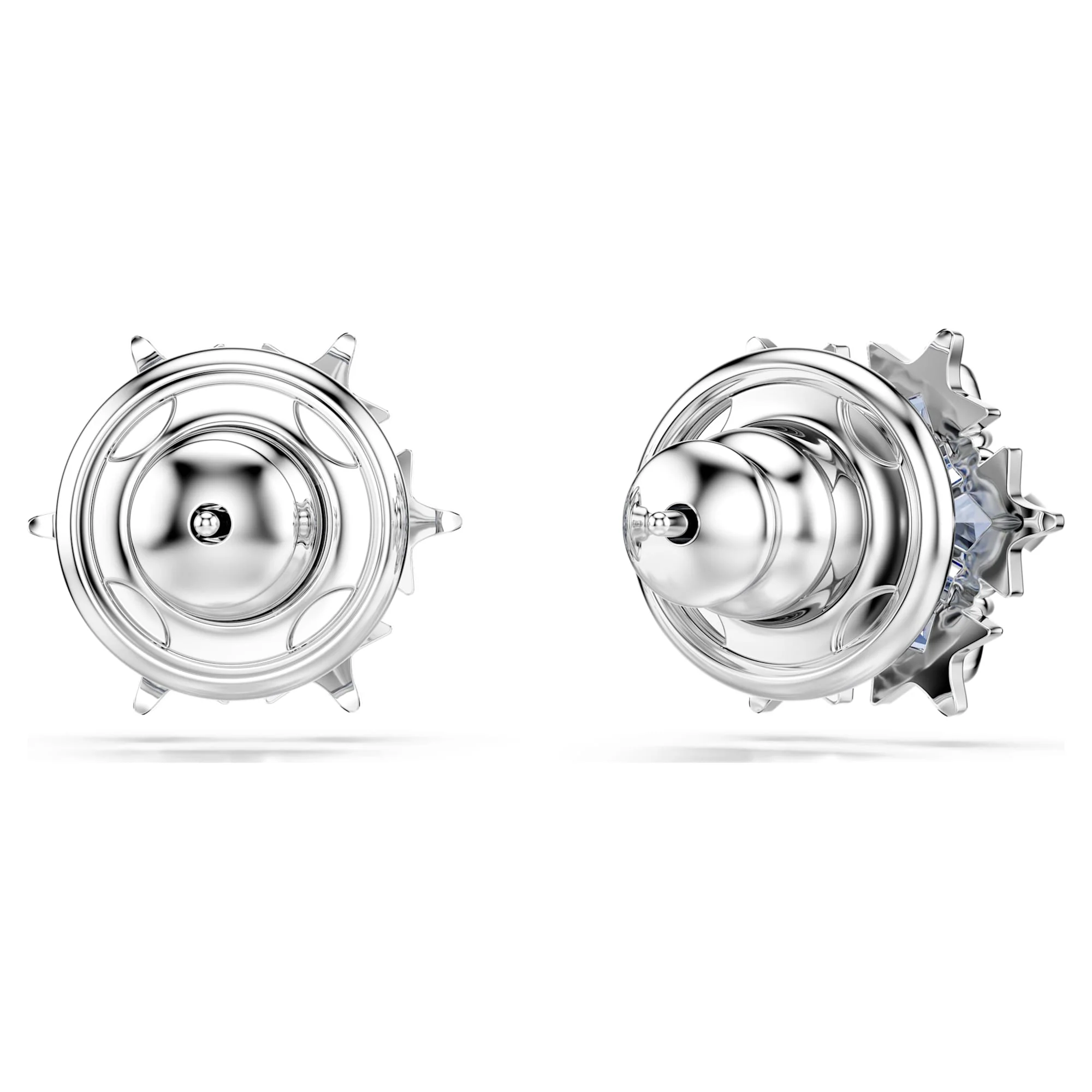 Magic stud earrings Snowflake, Blue, Rhodium plated - Image 4