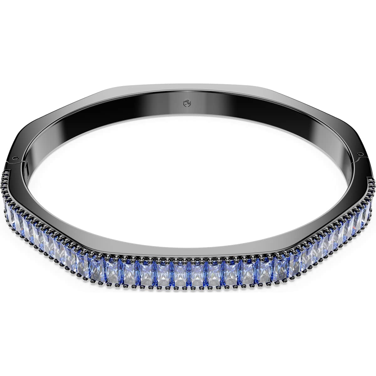 Matrix bangle Baguette cut, Blue, Ruthenium plated