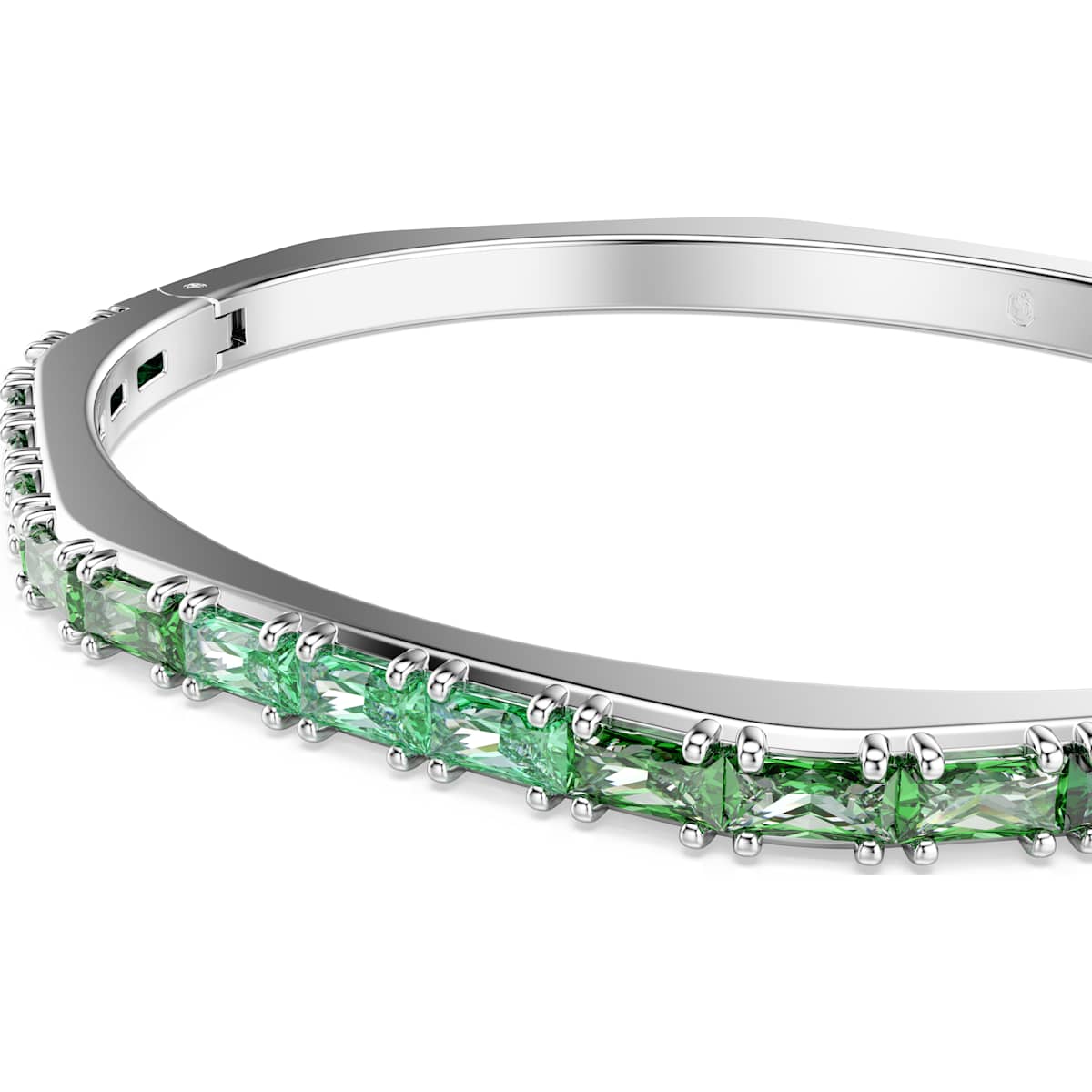 Matrix bangle Baguette cut, Green, Rhodium plated - Image 4