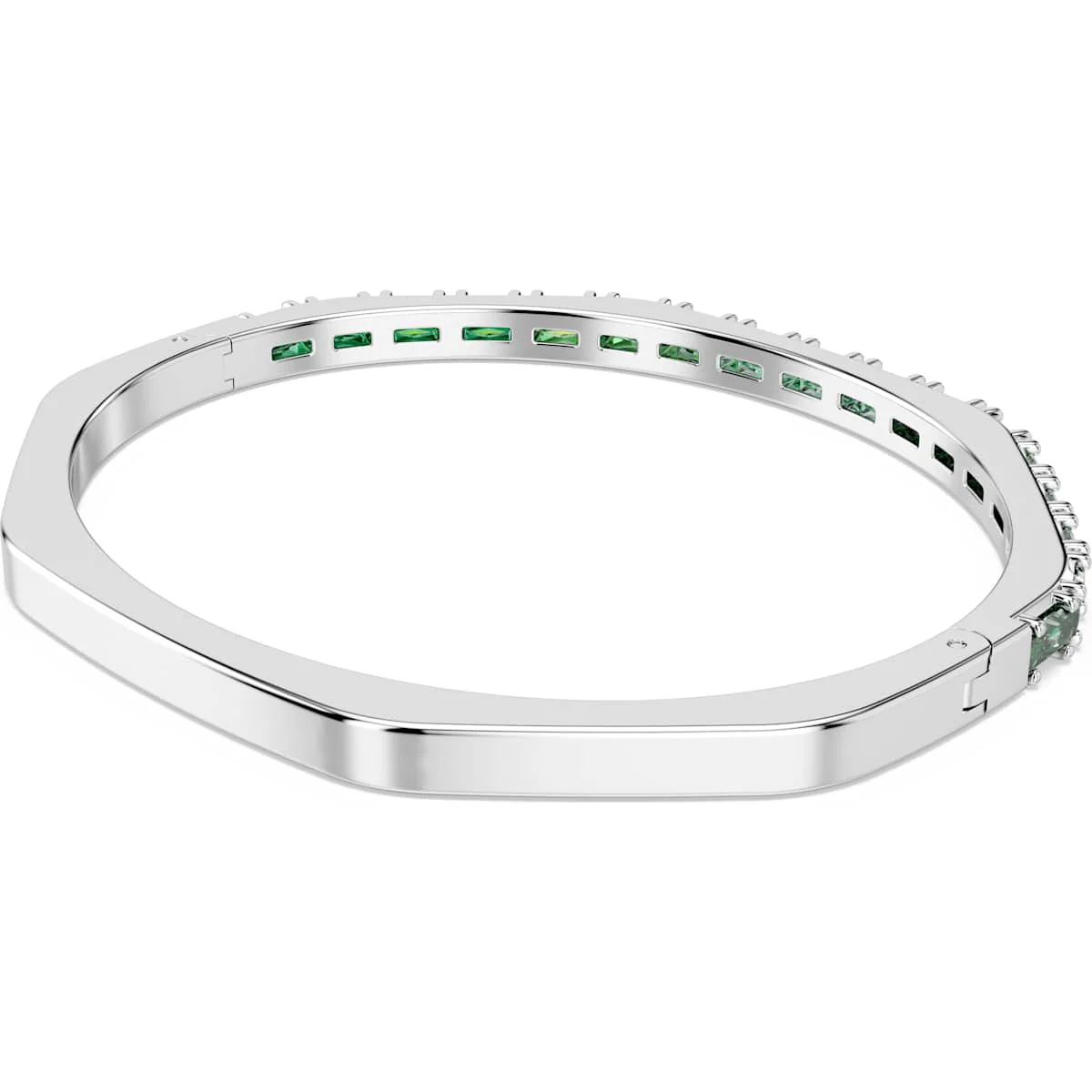 Matrix bangle Baguette cut, Green, Rhodium plated - Image 5
