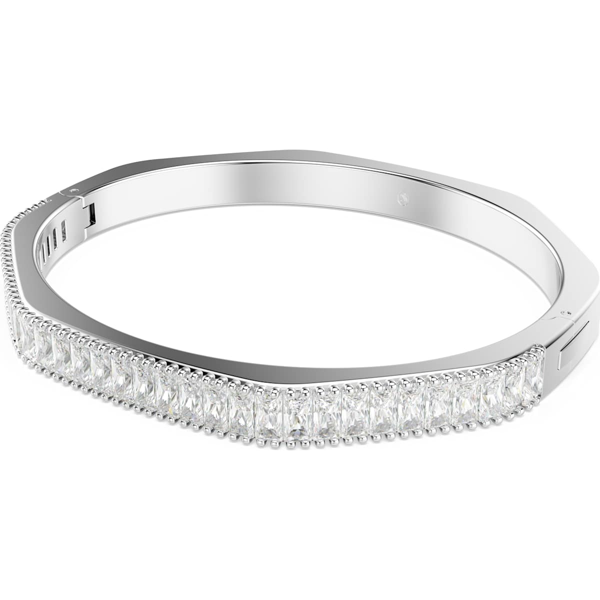Matrix bangle Baguette cut, White, Rhodium plated - Image 2