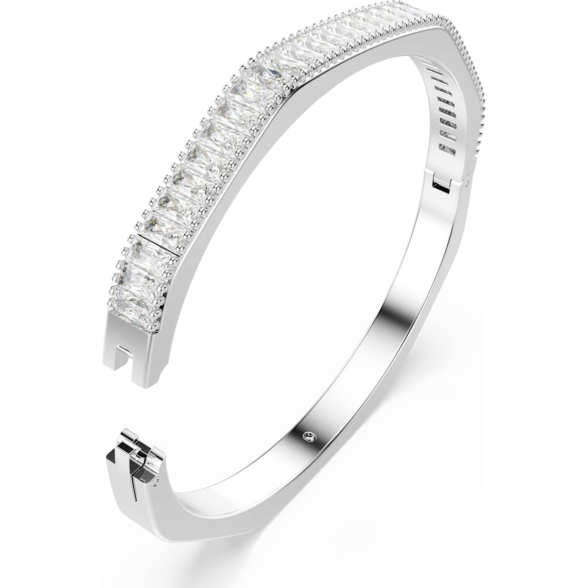 Matrix bangle Baguette cut, White, Rhodium plated - Image 3