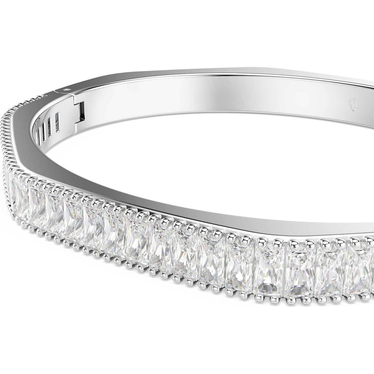 Matrix bangle Baguette cut, White, Rhodium plated - Image 4