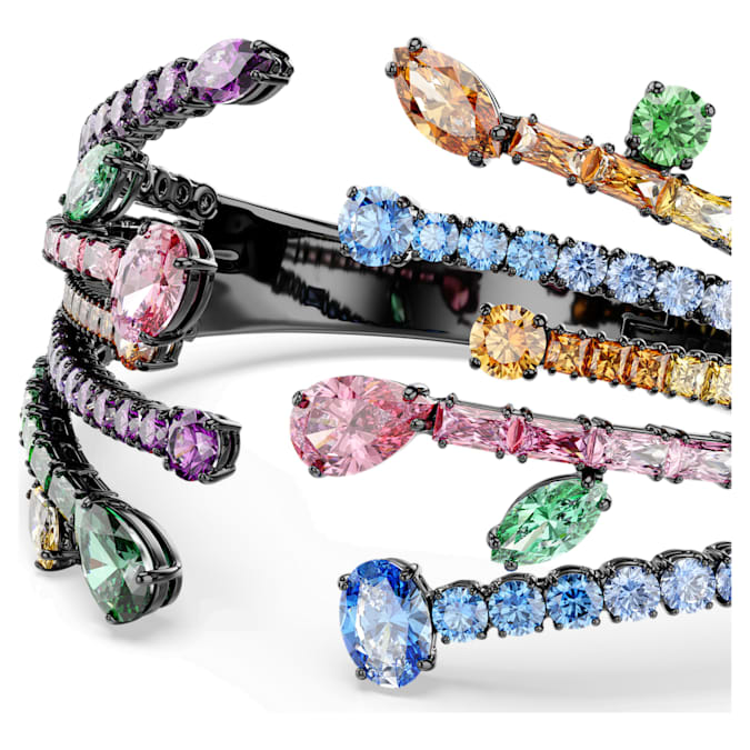 Matrix bangle, Mixed cuts, Bouquet, Multicolored, Ruthenium plated - Image 2