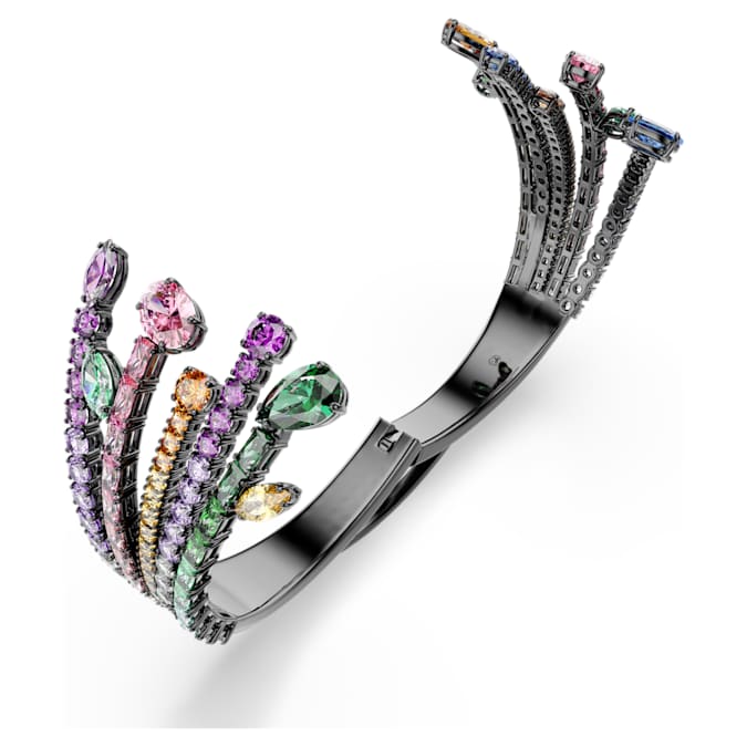 Matrix bangle, Mixed cuts, Bouquet, Multicolored, Ruthenium plated - Image 3