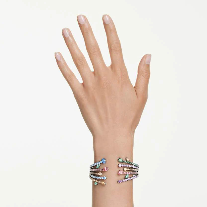 Matrix bangle, Mixed cuts, Bouquet, Multicolored, Ruthenium plated - Image 5