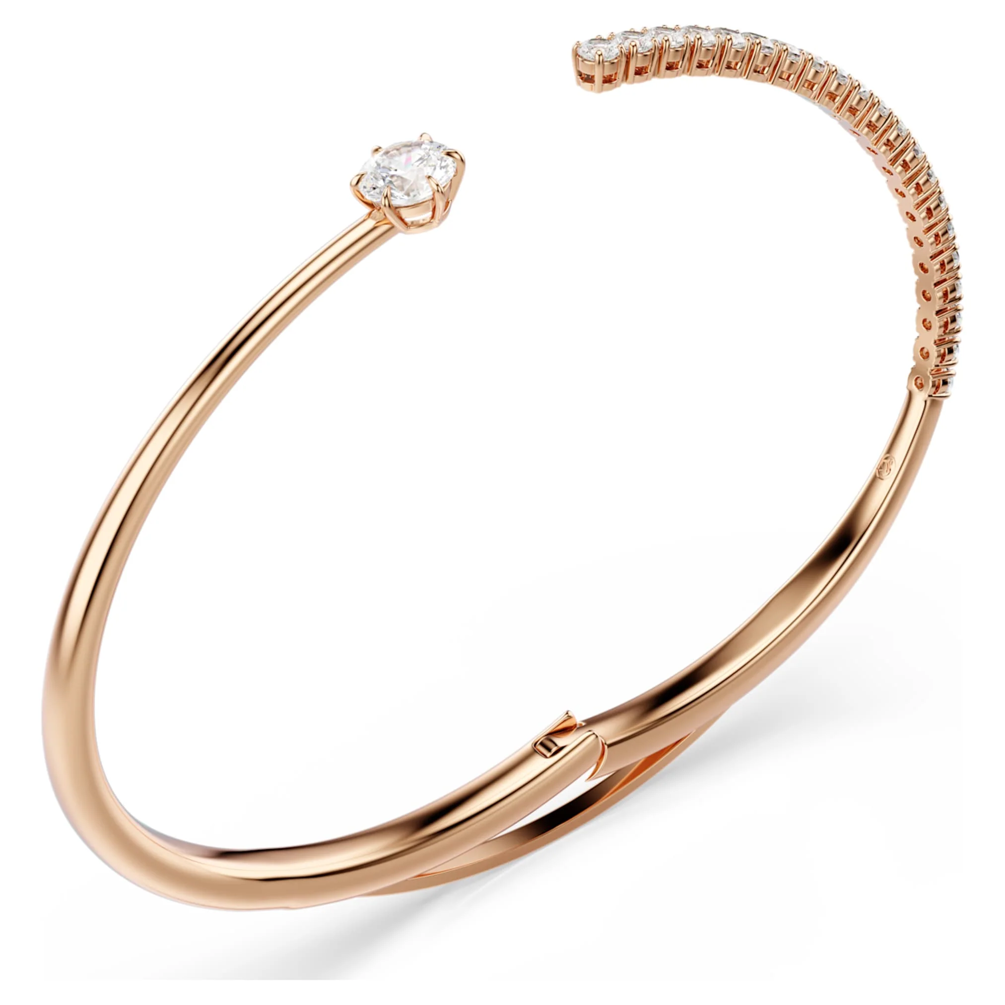 Matrix bangle Round cut, White, 18K rose gold finish - Image 3