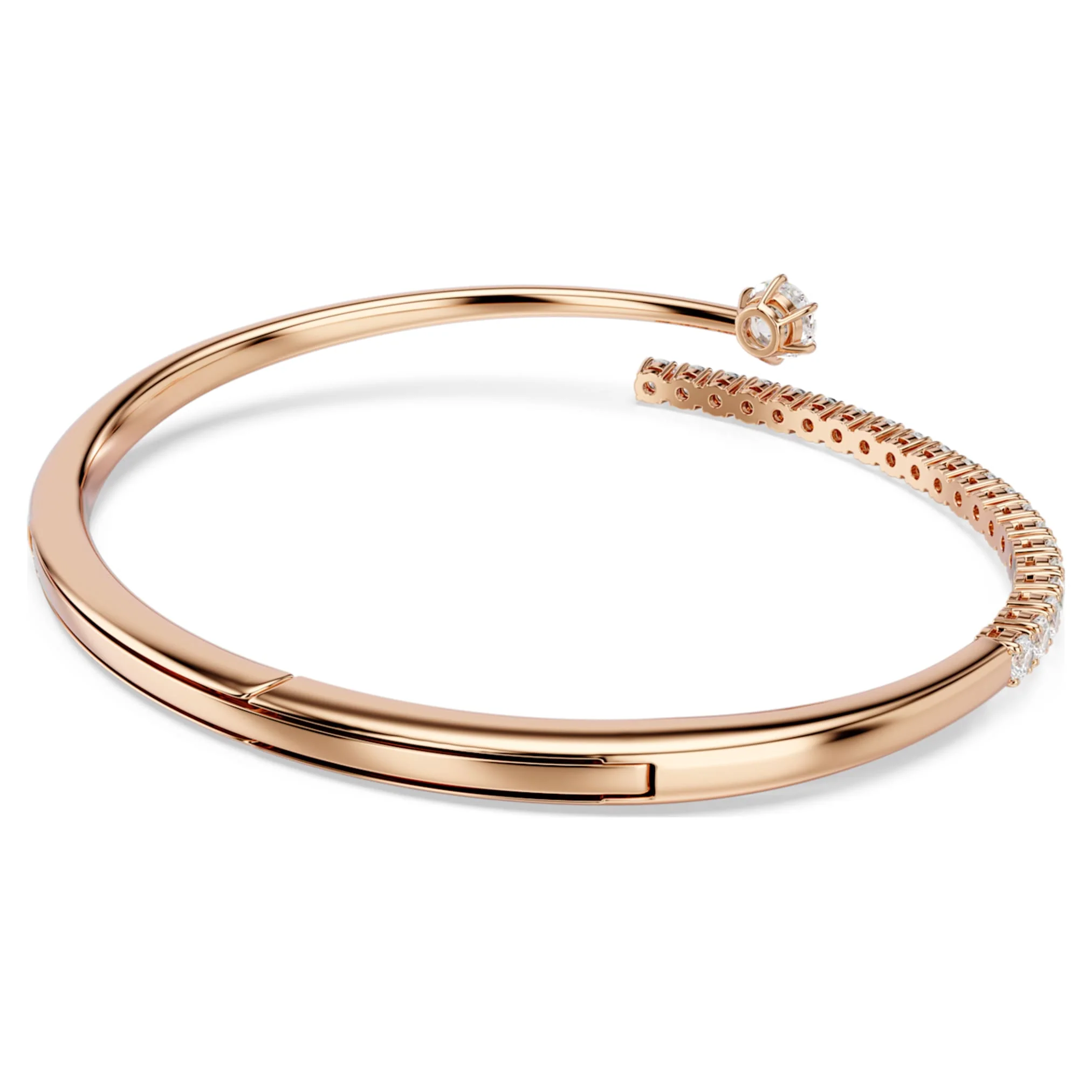 Matrix bangle Round cut, White, 18K rose gold finish - Image 4