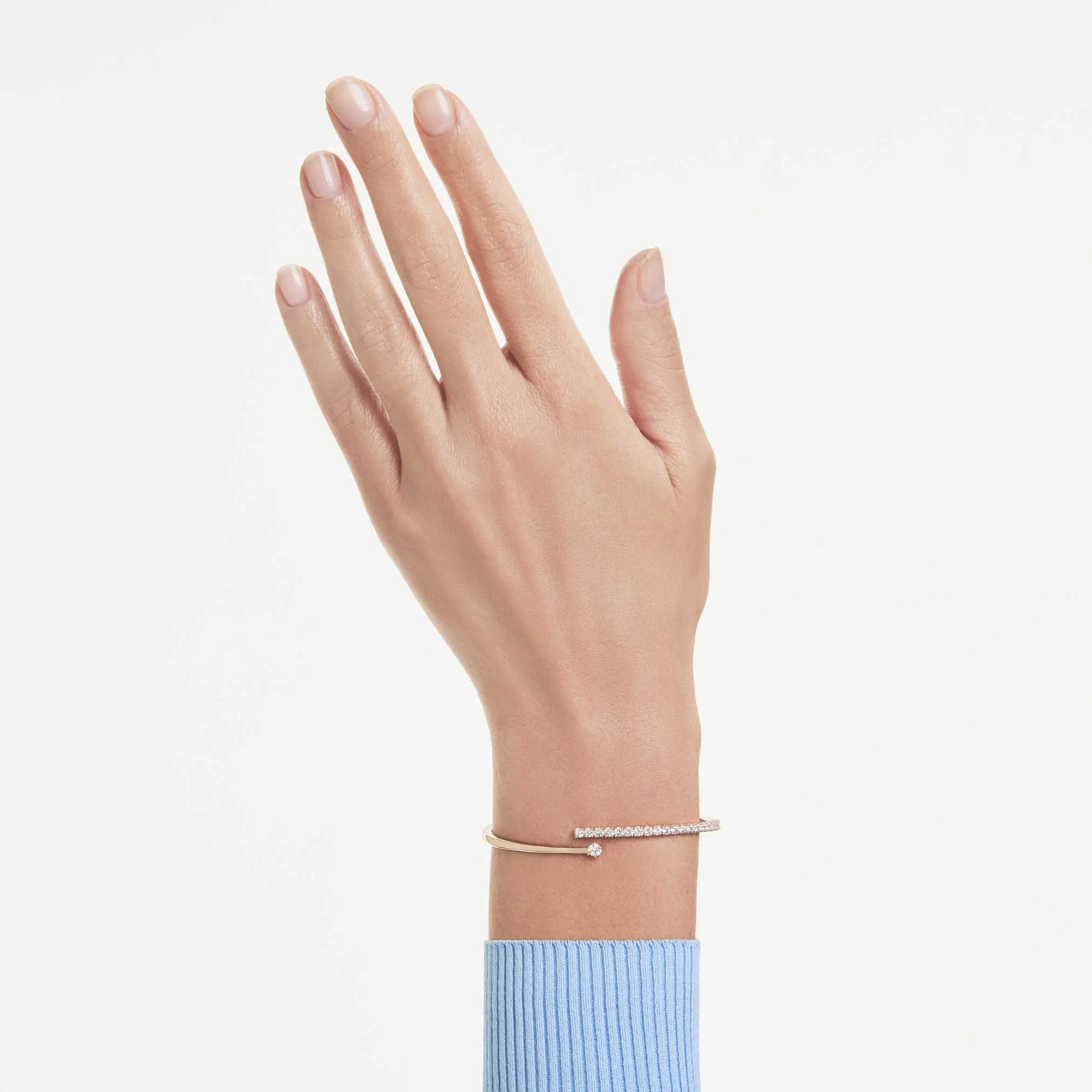 Matrix bangle Round cut, White, 18K rose gold finish - Image 5