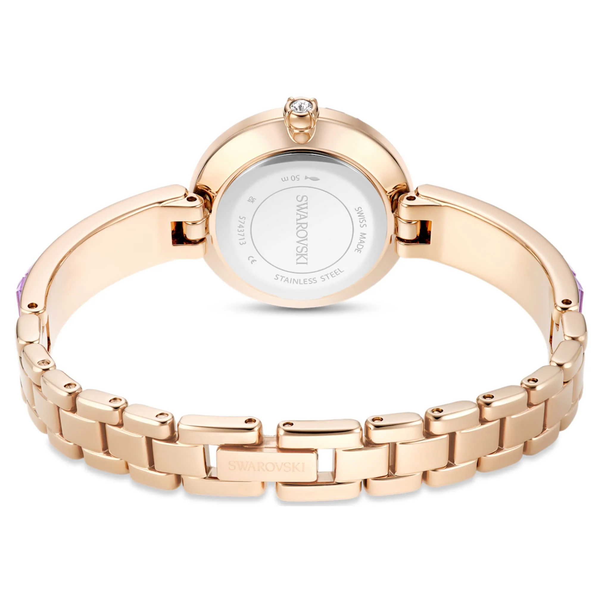Matrix bangle watch Swiss Made, Crystal bracelet, Purple, Champagne gold-tone finish - Image 3