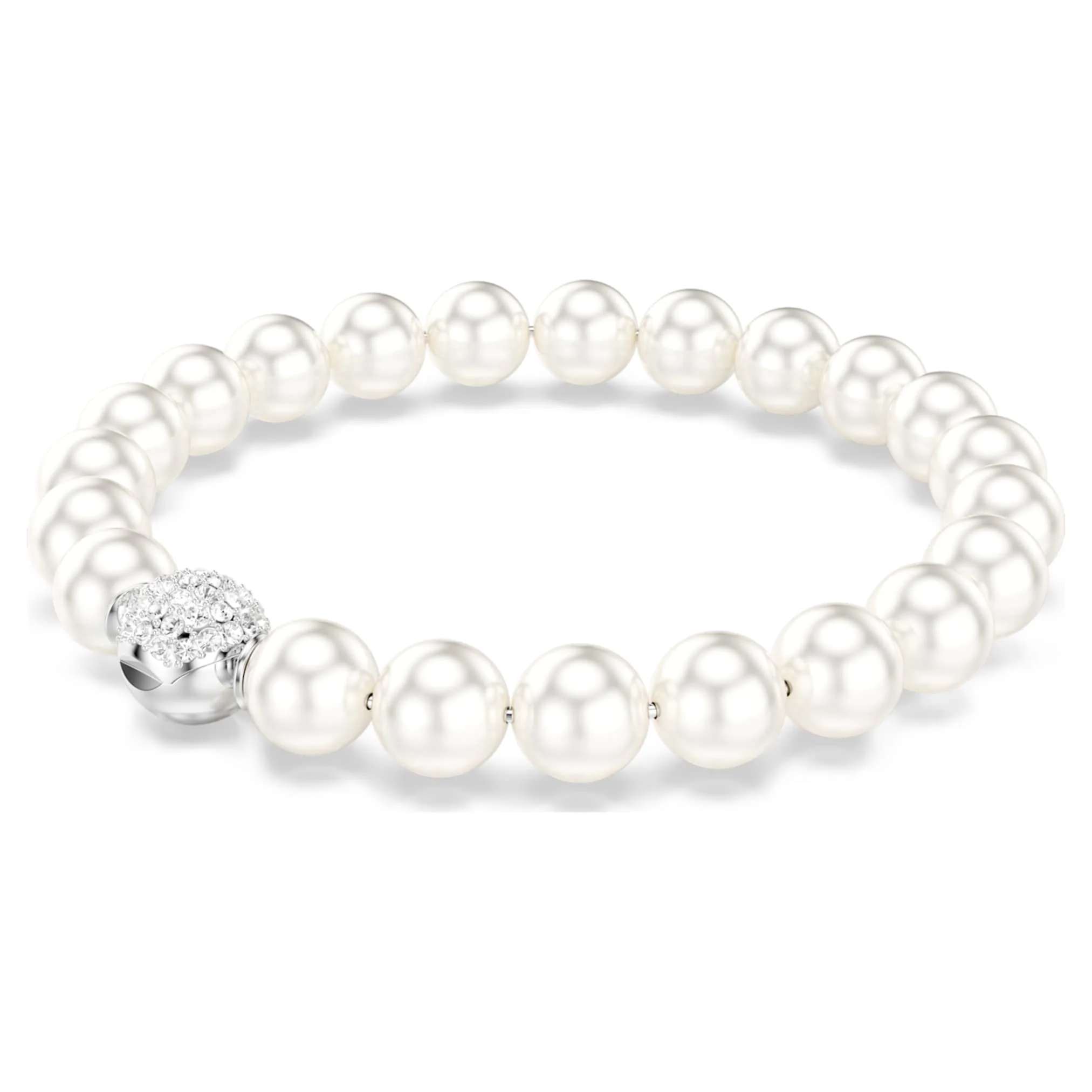 Matrix bracelet Crystal pearl, White, Rhodium plated - Image 5